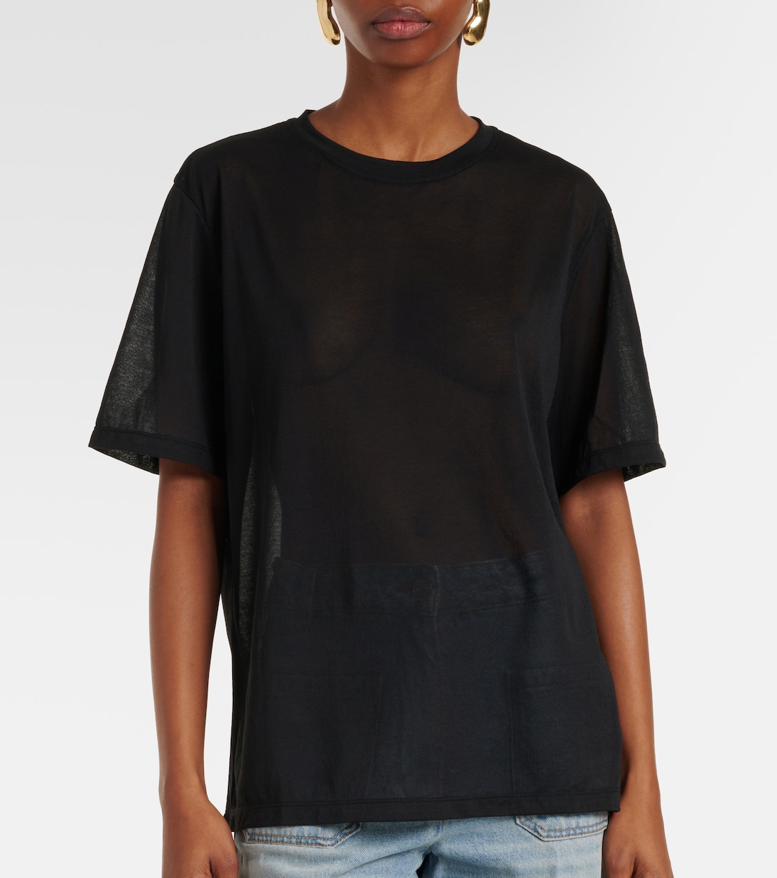 Cotton-blend crêpe T-shirt | Victoria Beckham