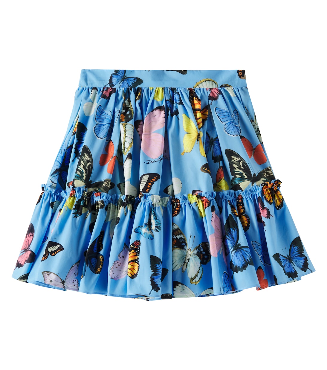 Gonna in popeline di cotone con volant | Dolce&Gabbana Kids