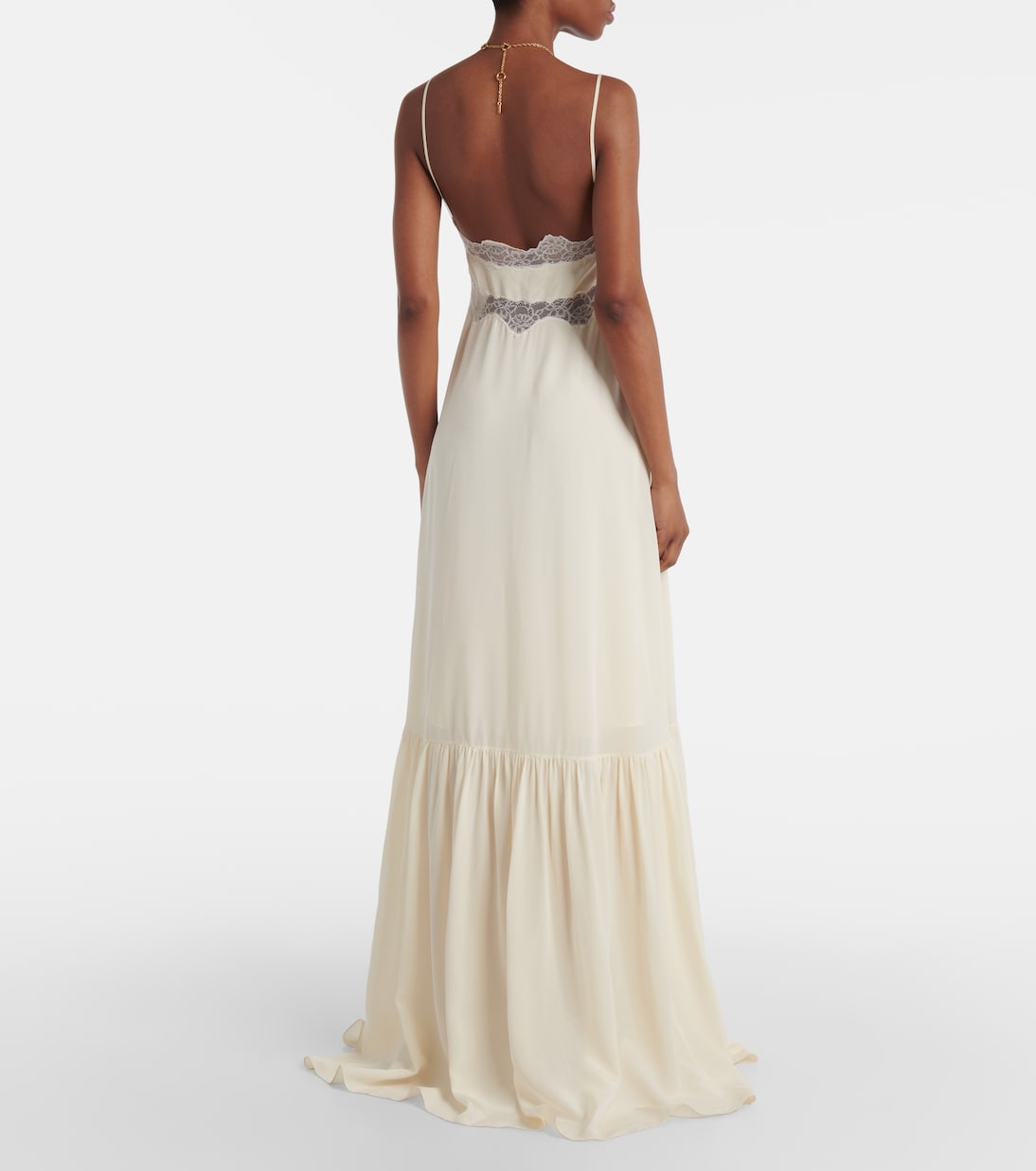 Robe longue en soie et dentelle | Chloé