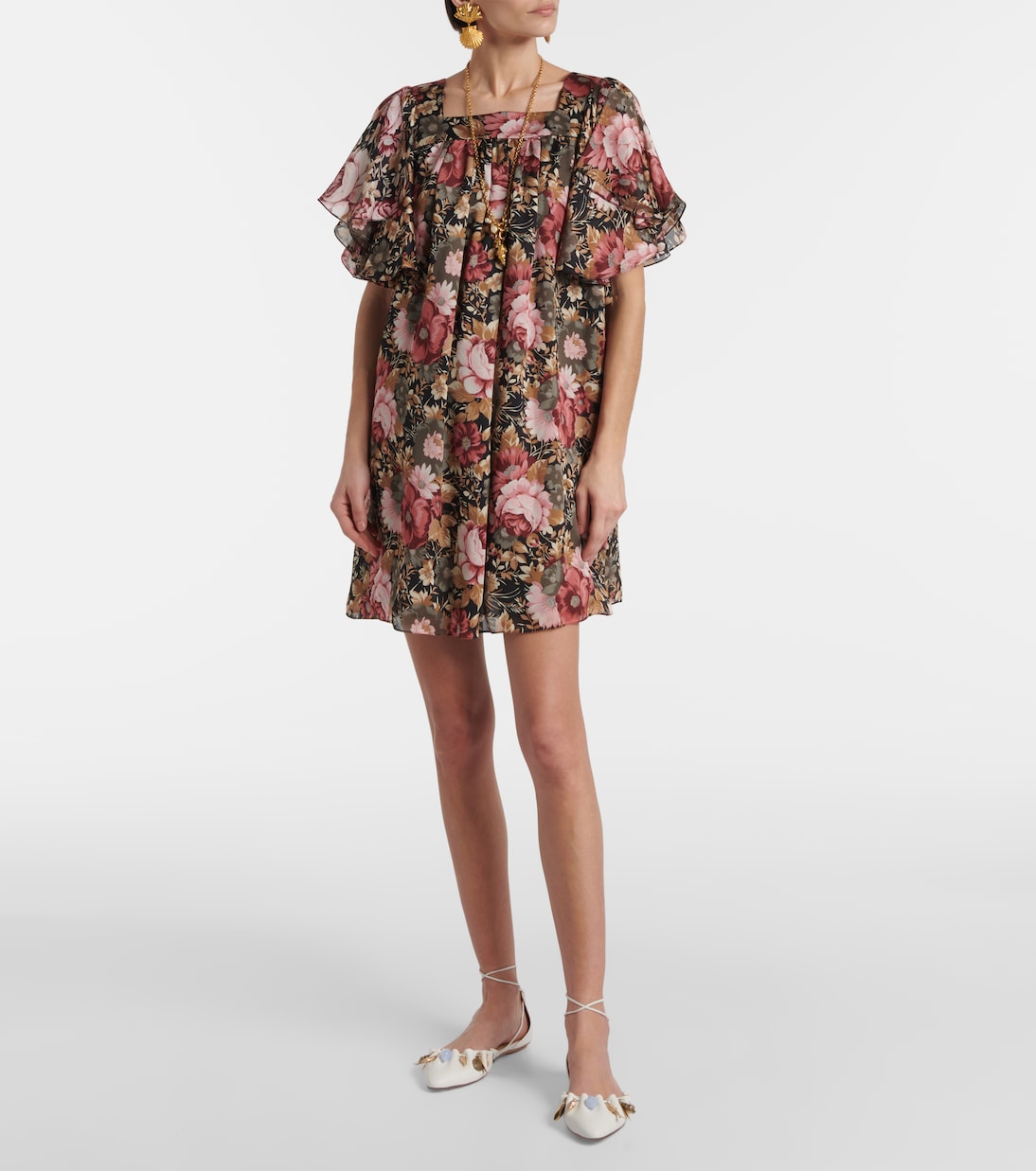 Robe en soie à fleurs | Chloé