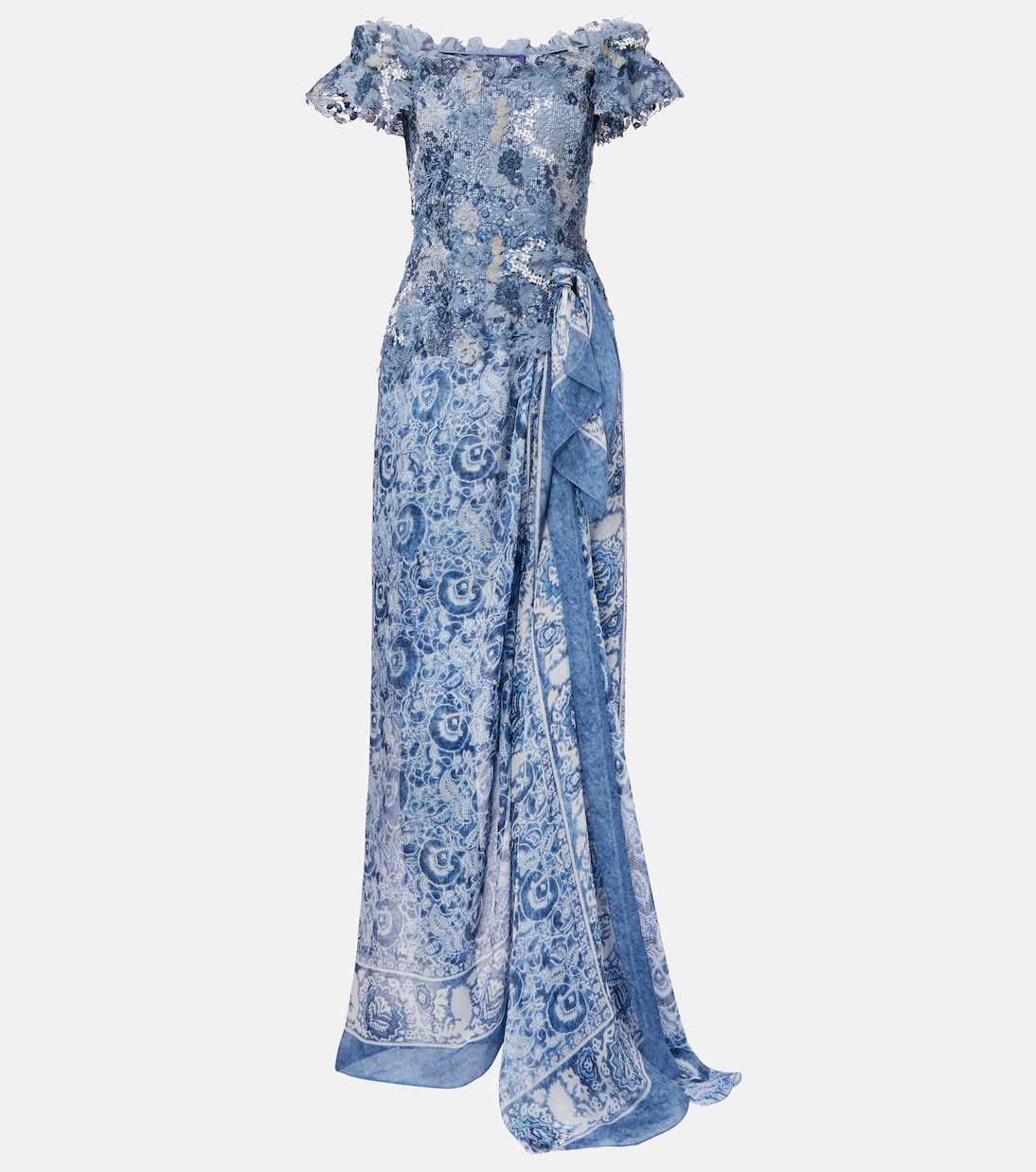 Abito midi Ivanna off-shoulder con  stampa a fiori | Ralph Lauren Collection