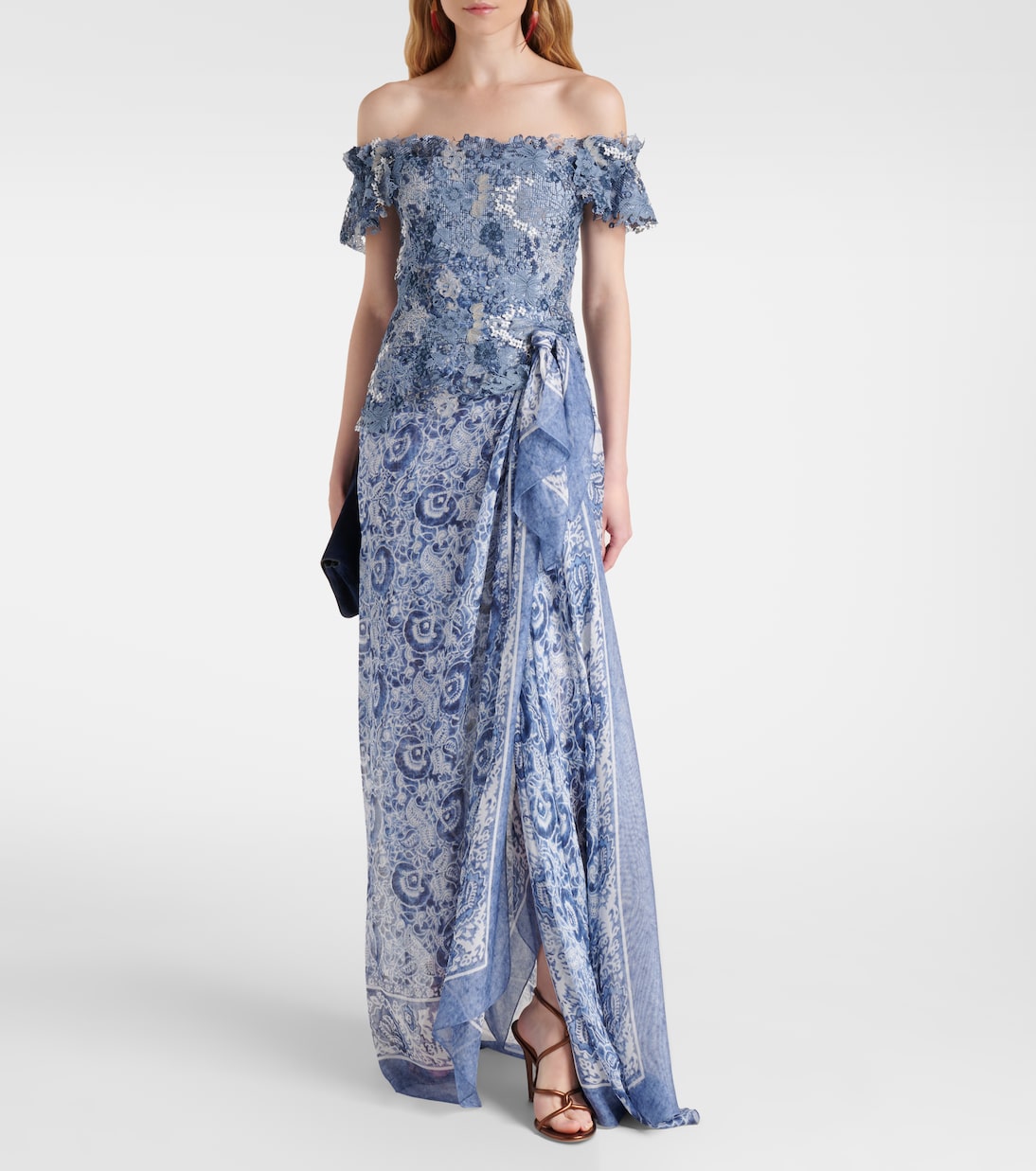 Abito midi Ivanna off-shoulder con  stampa a fiori | Ralph Lauren Collection