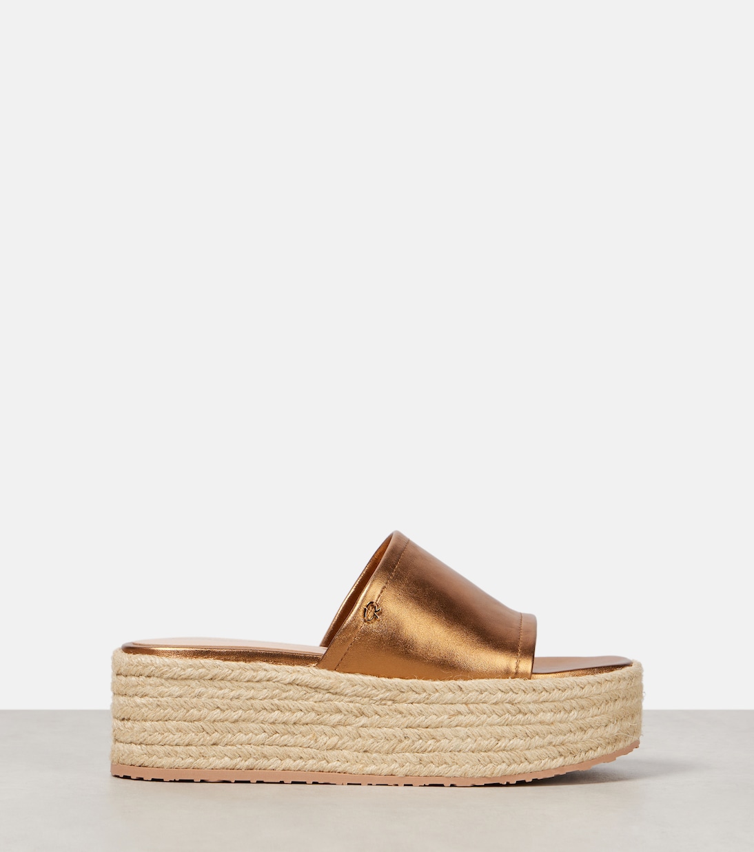 Metallic leather espadrille slides | Gianvito Rossi
