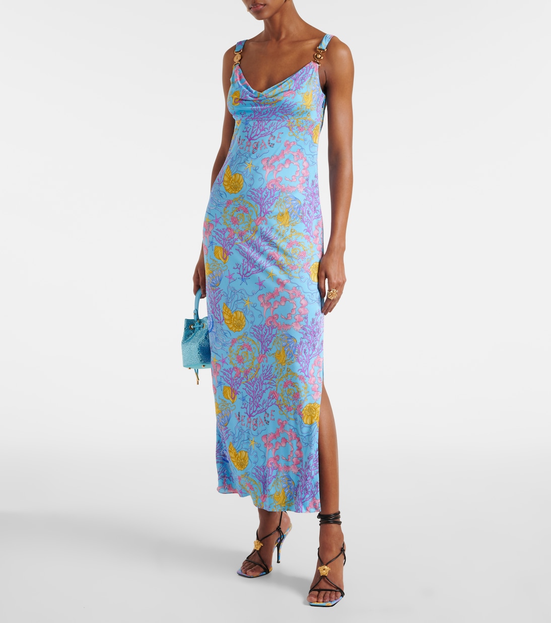Underwater Barocco draped jersey gown | Versace