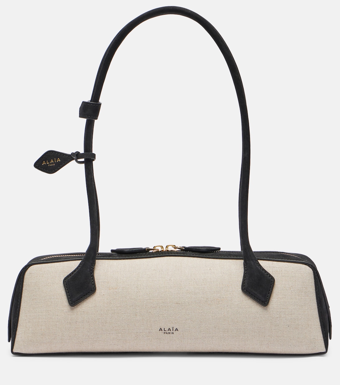 Le Teckel Small suede-trimmed shoulder bag | Alaïa