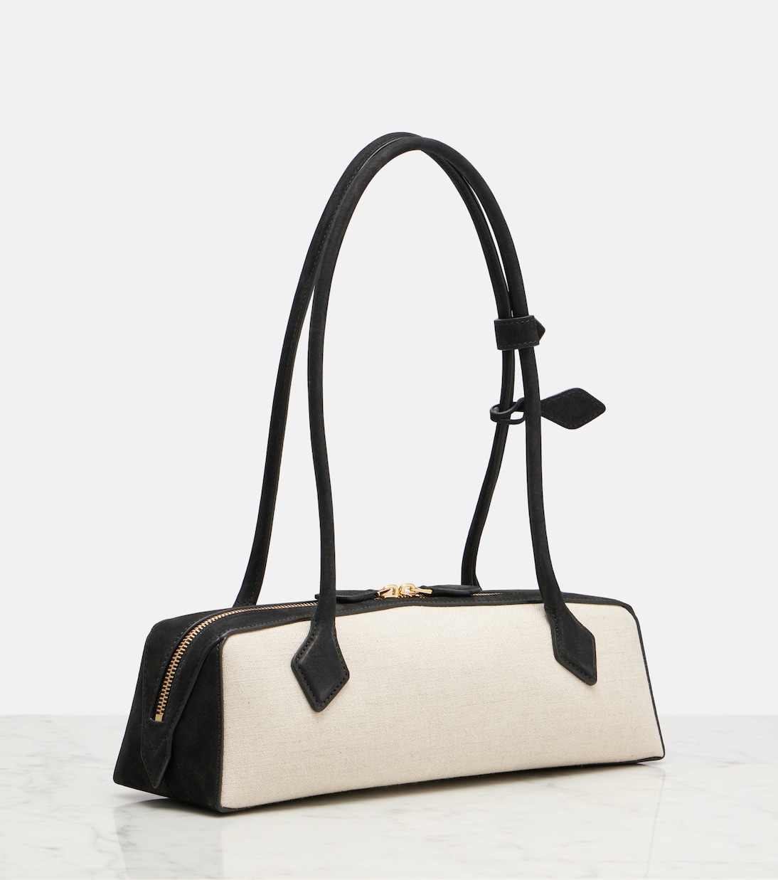 Le Teckel Small suede-trimmed shoulder bag | Alaïa
