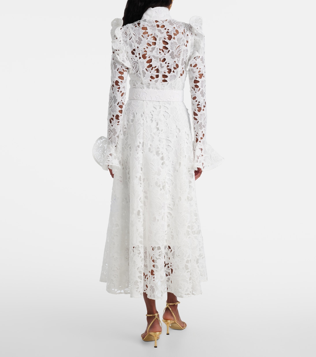 Aliyah belted lace midi dress | Leo Lin