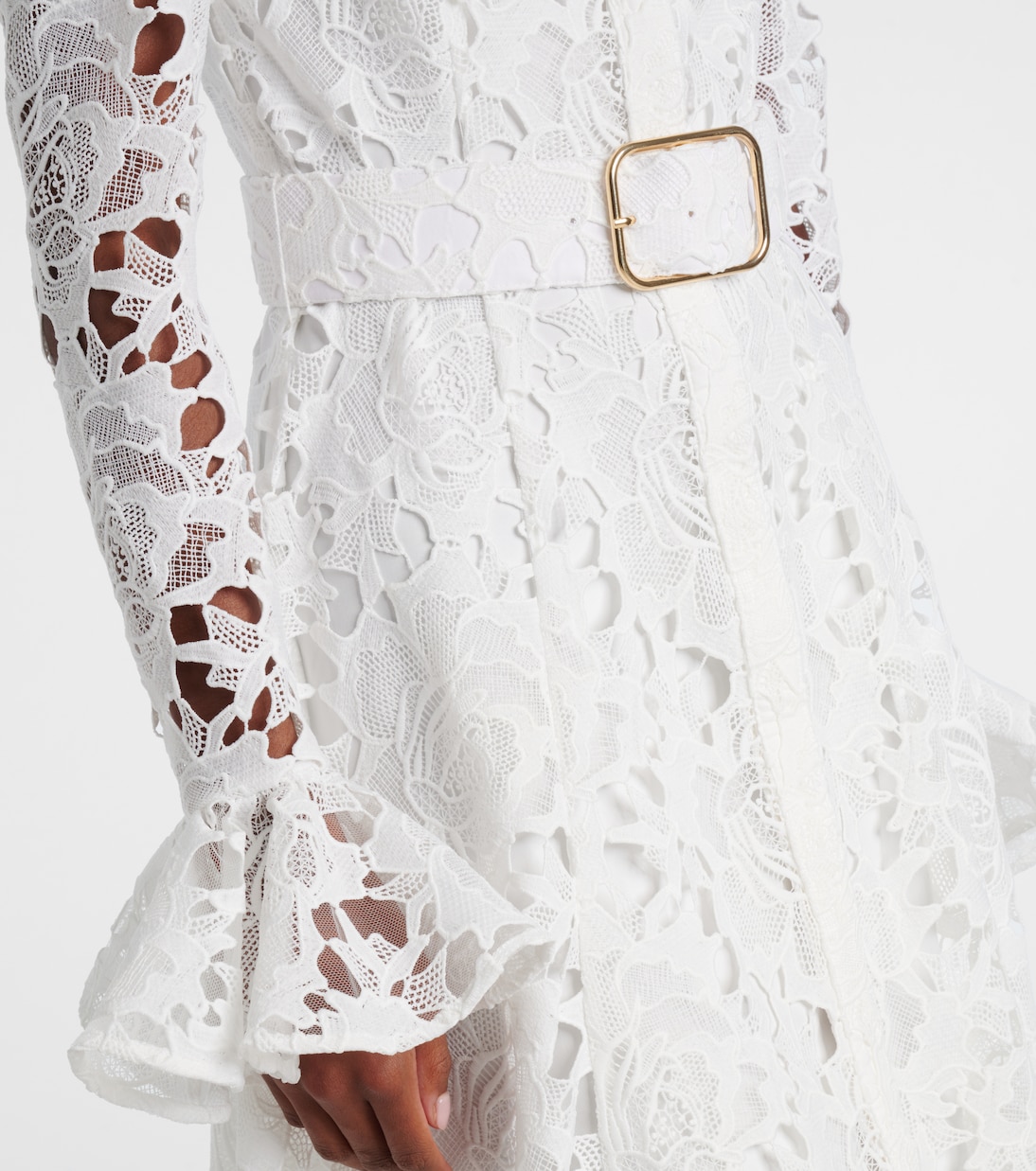 Aliyah belted lace midi dress | Leo Lin