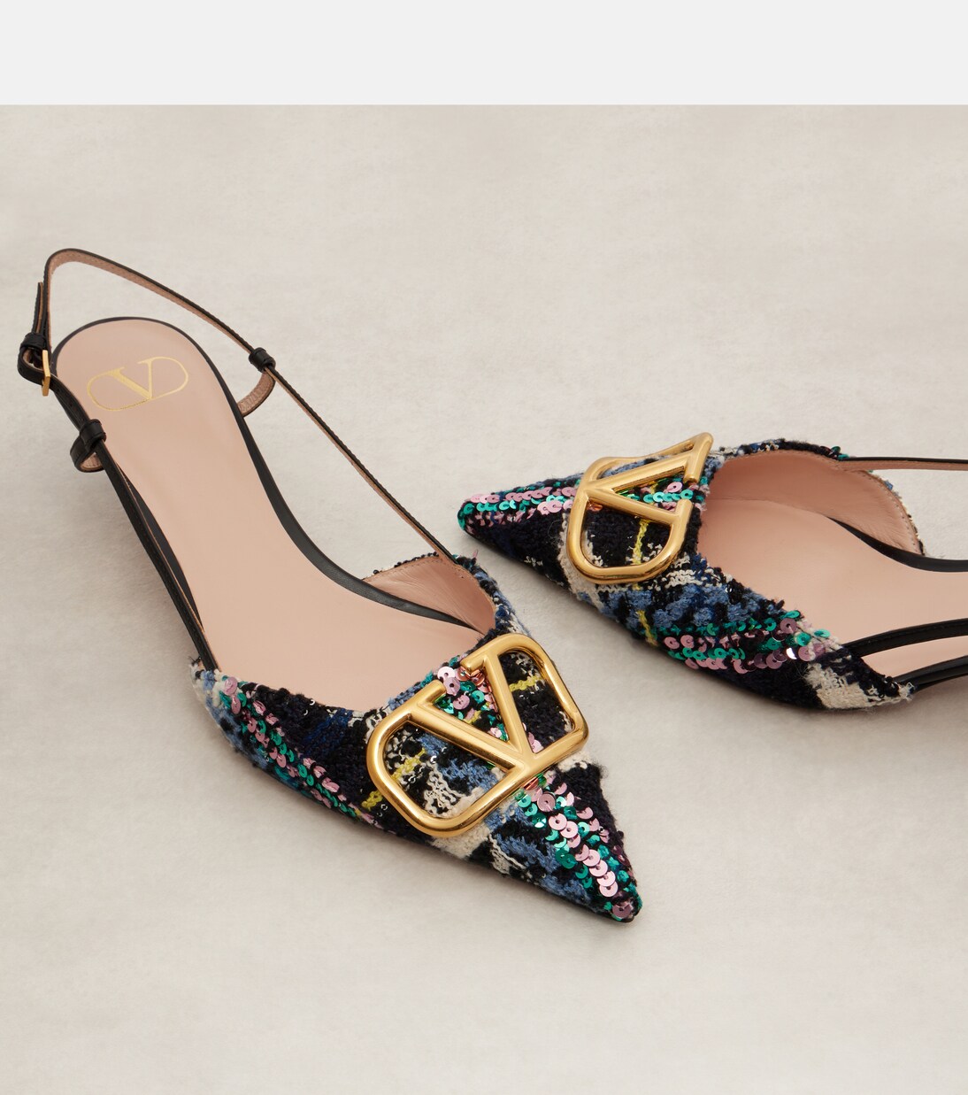 Slingback-Pumps VLogo Signature 40 mit Pailletten | Valentino Garavani