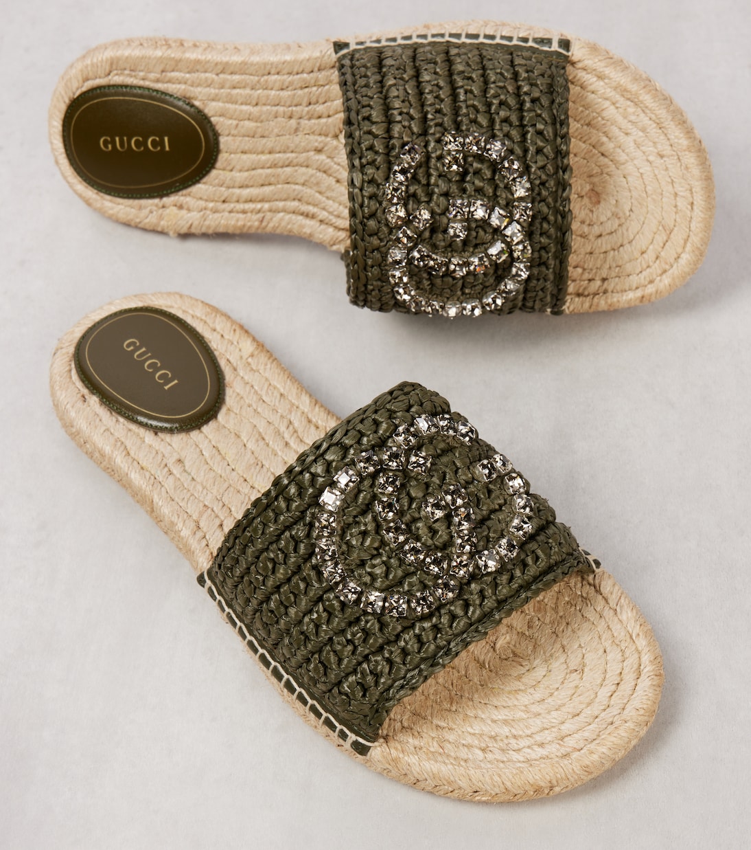 GG embellished raffia slides | Gucci