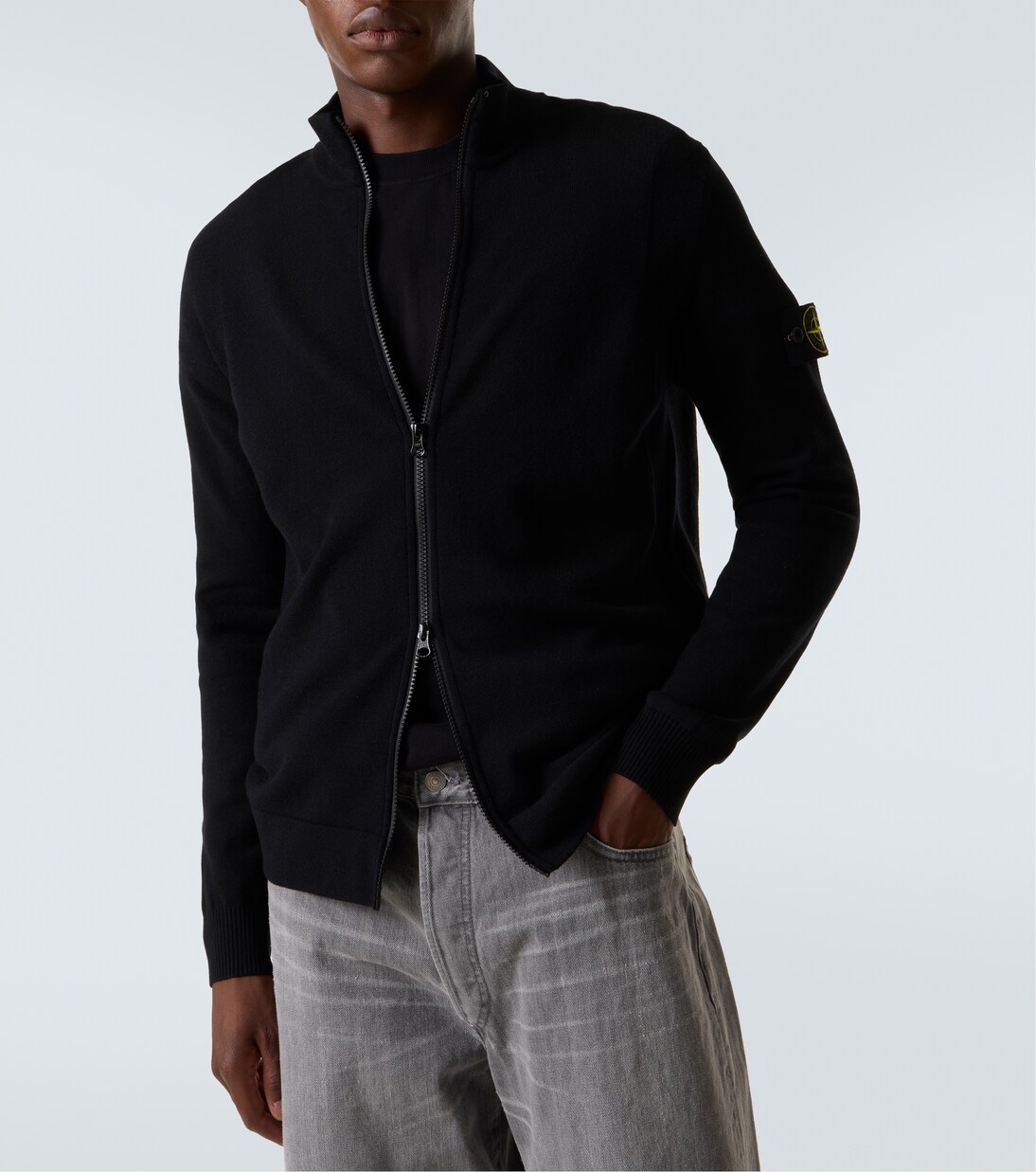 Embroidered wool-blend cardigan | Stone Island