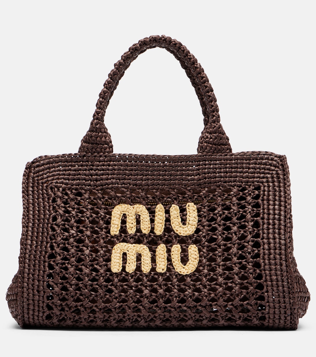 Borsa con logo effetto rafia | Miu Miu