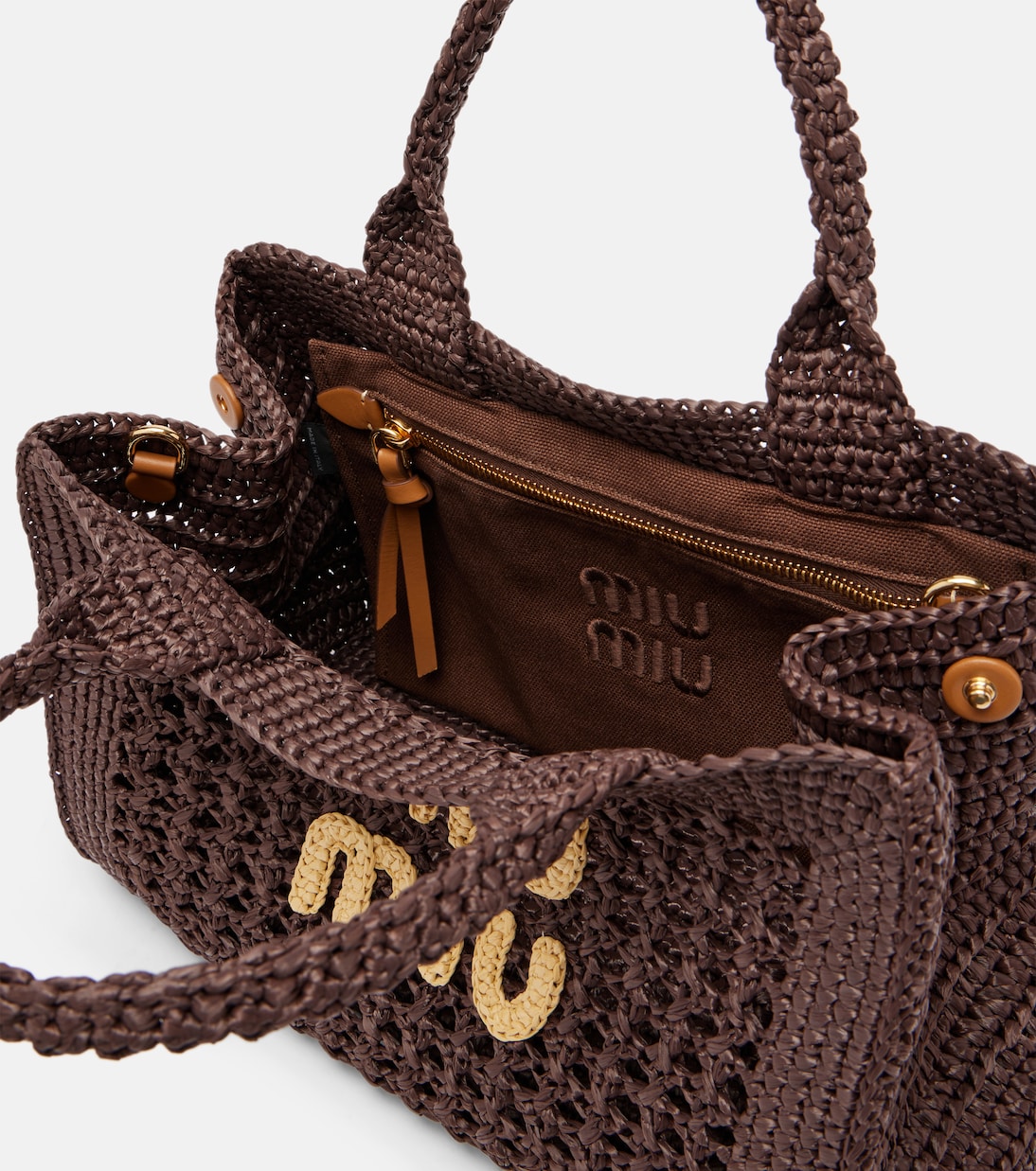 Borsa con logo effetto rafia | Miu Miu