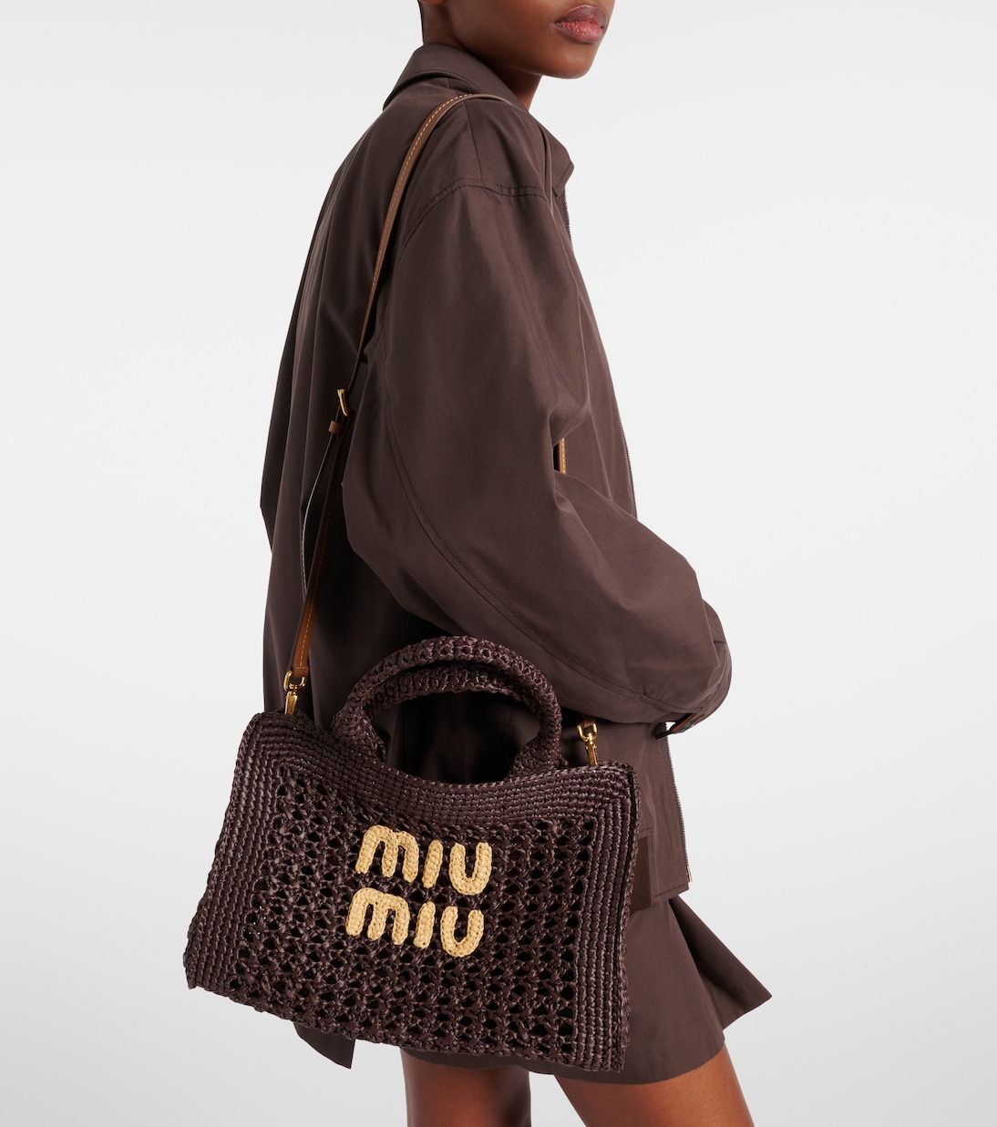 Borsa con logo effetto rafia | Miu Miu