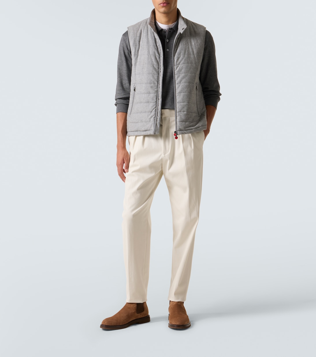 Suede-trimmed cashmere-blend vest | Kiton