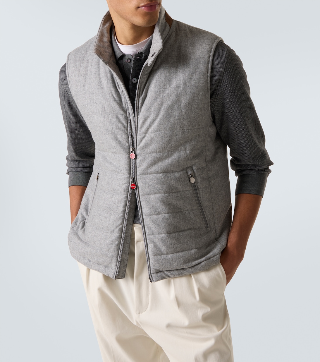 Suede-trimmed cashmere-blend vest | Kiton