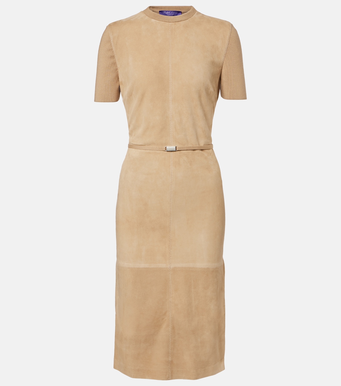 Lindsay绒面革与羊毛混纺中长连衣裙 | Ralph Lauren Collection