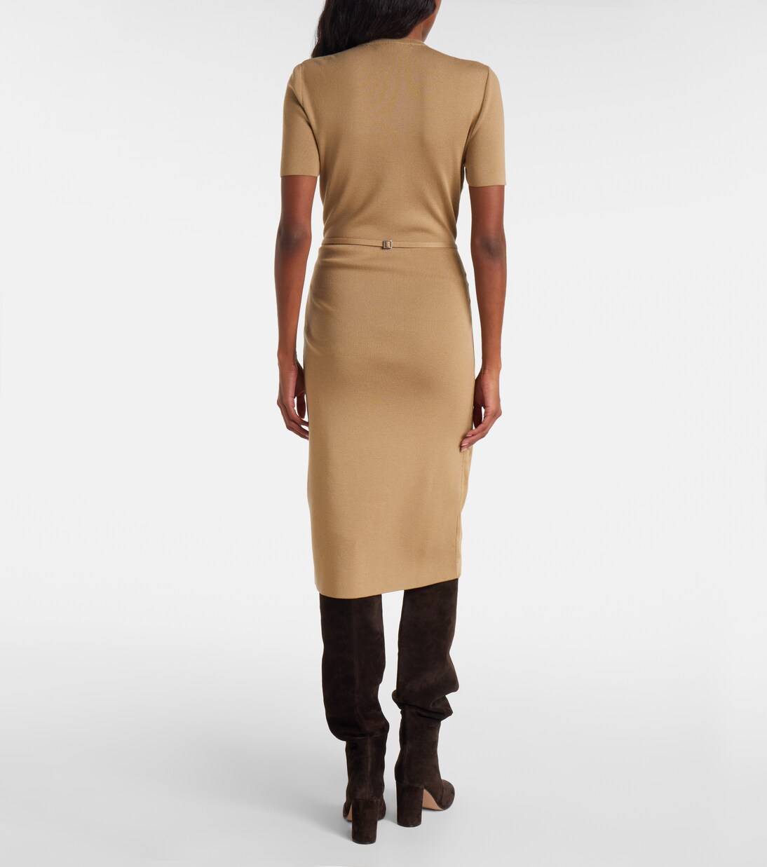 Lindsay绒面革与羊毛混纺中长连衣裙 | Ralph Lauren Collection