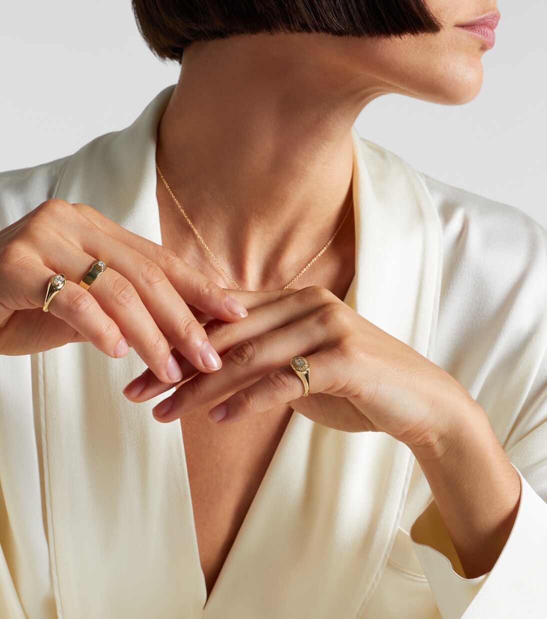 Essential Splurge 14kt gold pinky ring with diamonds | Stone and Strand