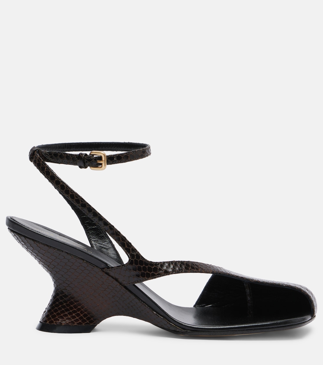 Snake-effect 75 leather wedge sandals | Dries Van Noten