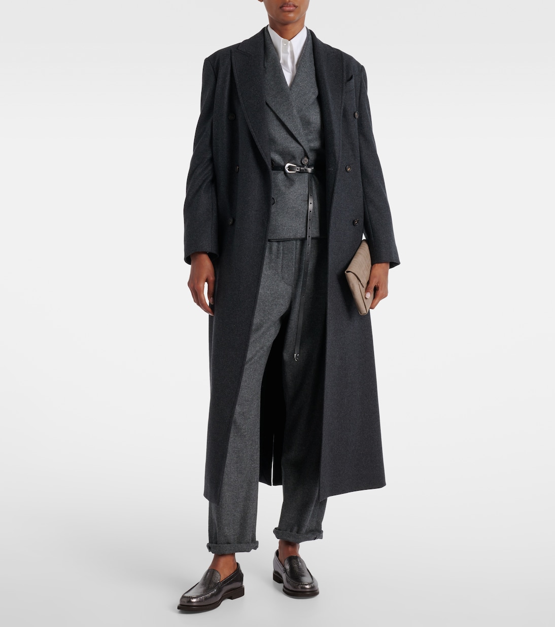 Cropped wool and cashmere straight pants | Brunello Cucinelli