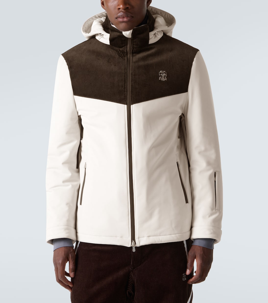 Corduroy-paneled ski jacket | Brunello Cucinelli