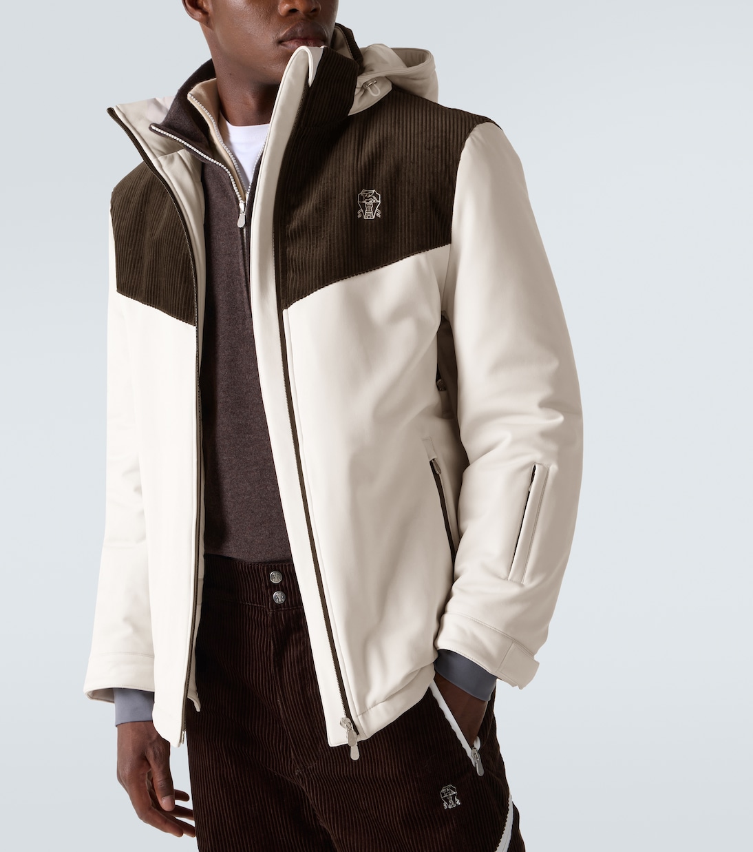 Corduroy-paneled ski jacket | Brunello Cucinelli