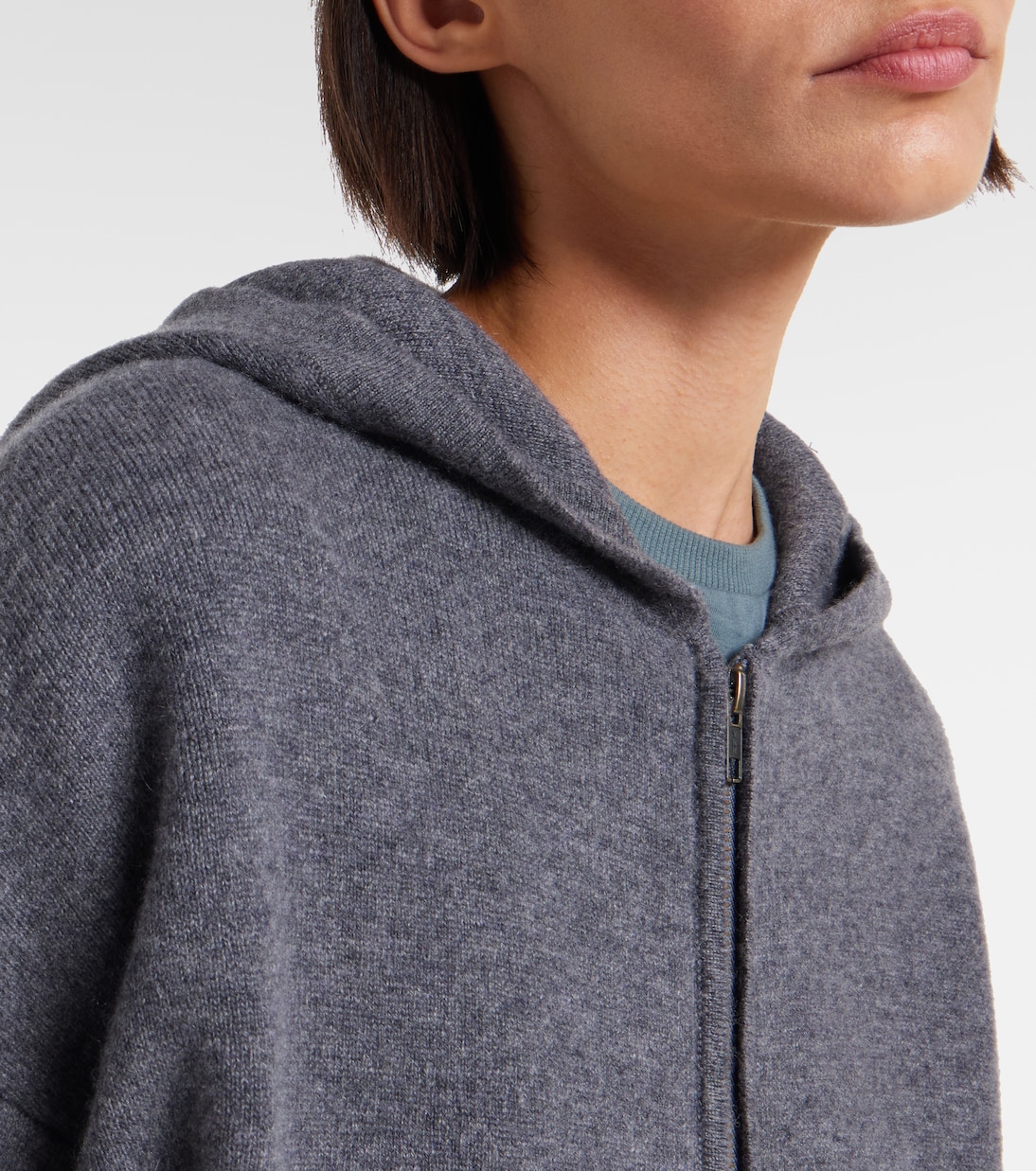 Lilia hooded cashmere zip-up sweater | Lisa Yang