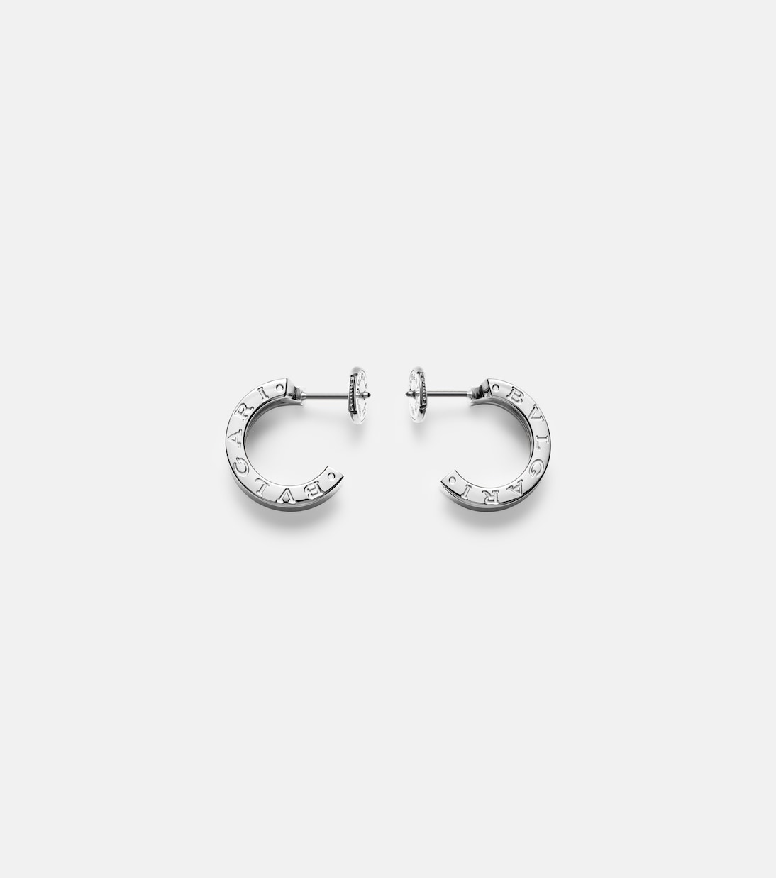 B.zero1 18kt white gold hoop earrings with diamonds | Bvlgari
