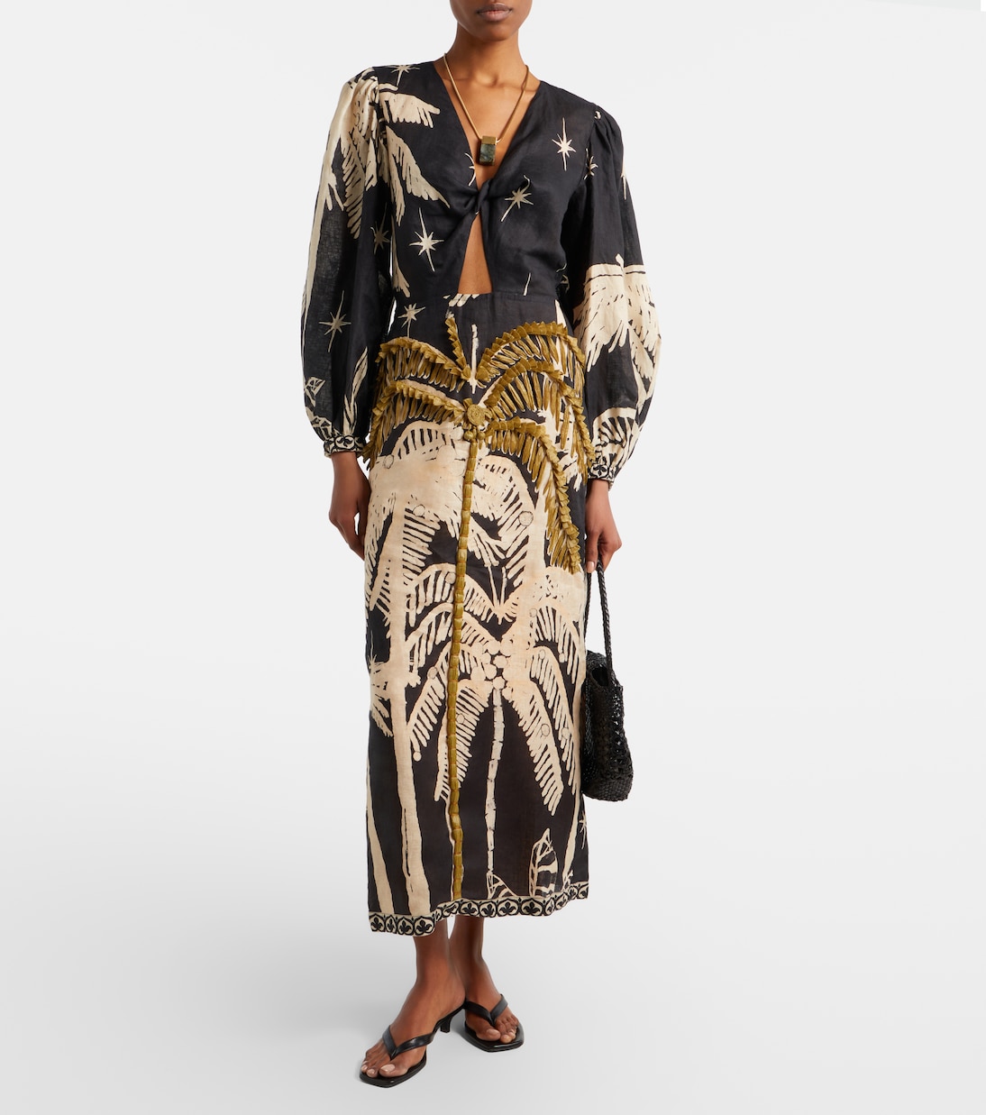 Pradera Geométrica linen maxi dress | Johanna Ortiz