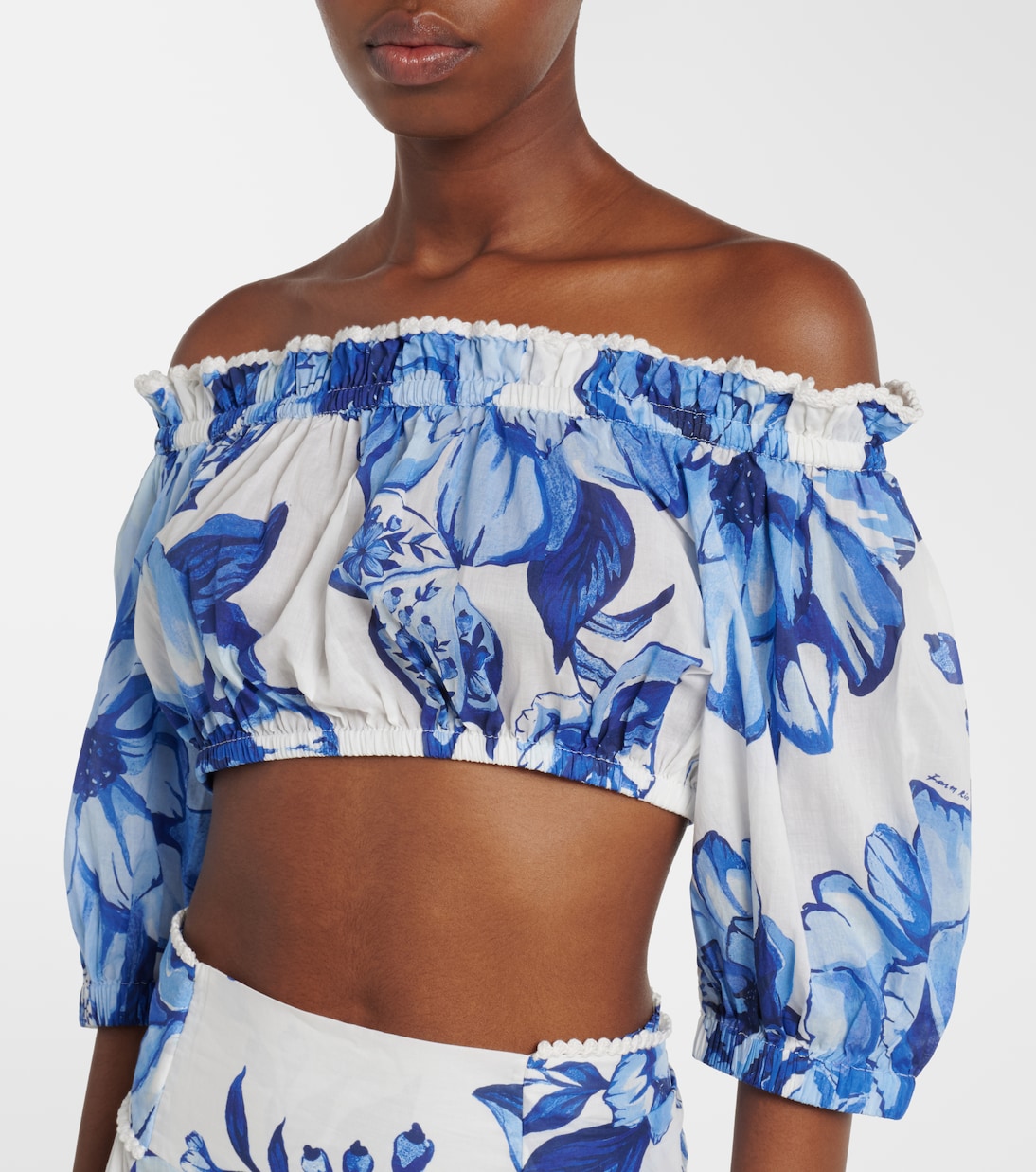 Floral cropped off-shoulder cotton top | Farm Rio