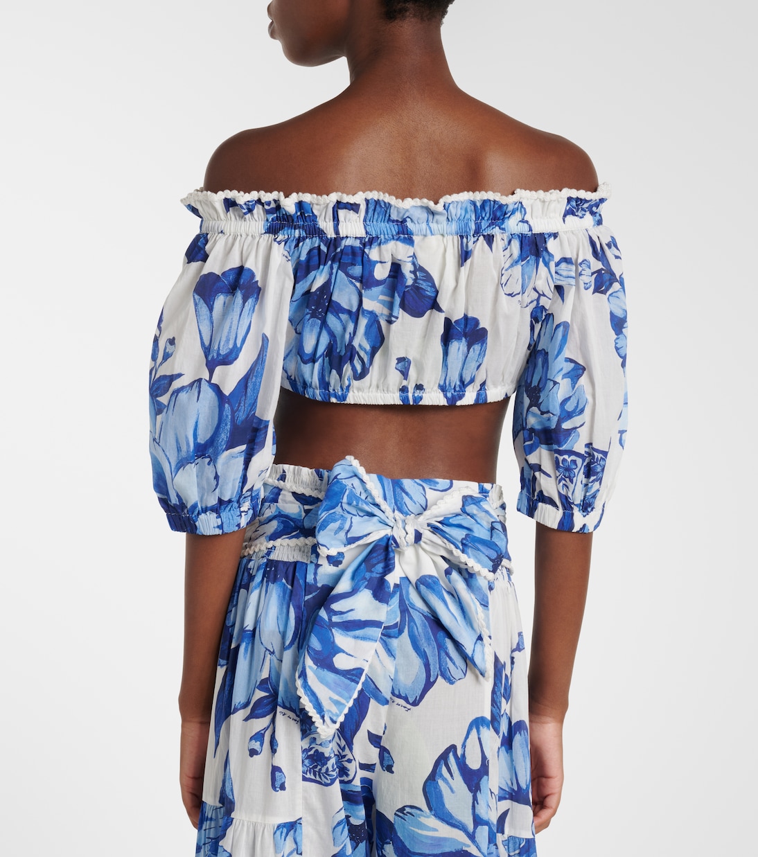 Floral cropped off-shoulder cotton top | Farm Rio