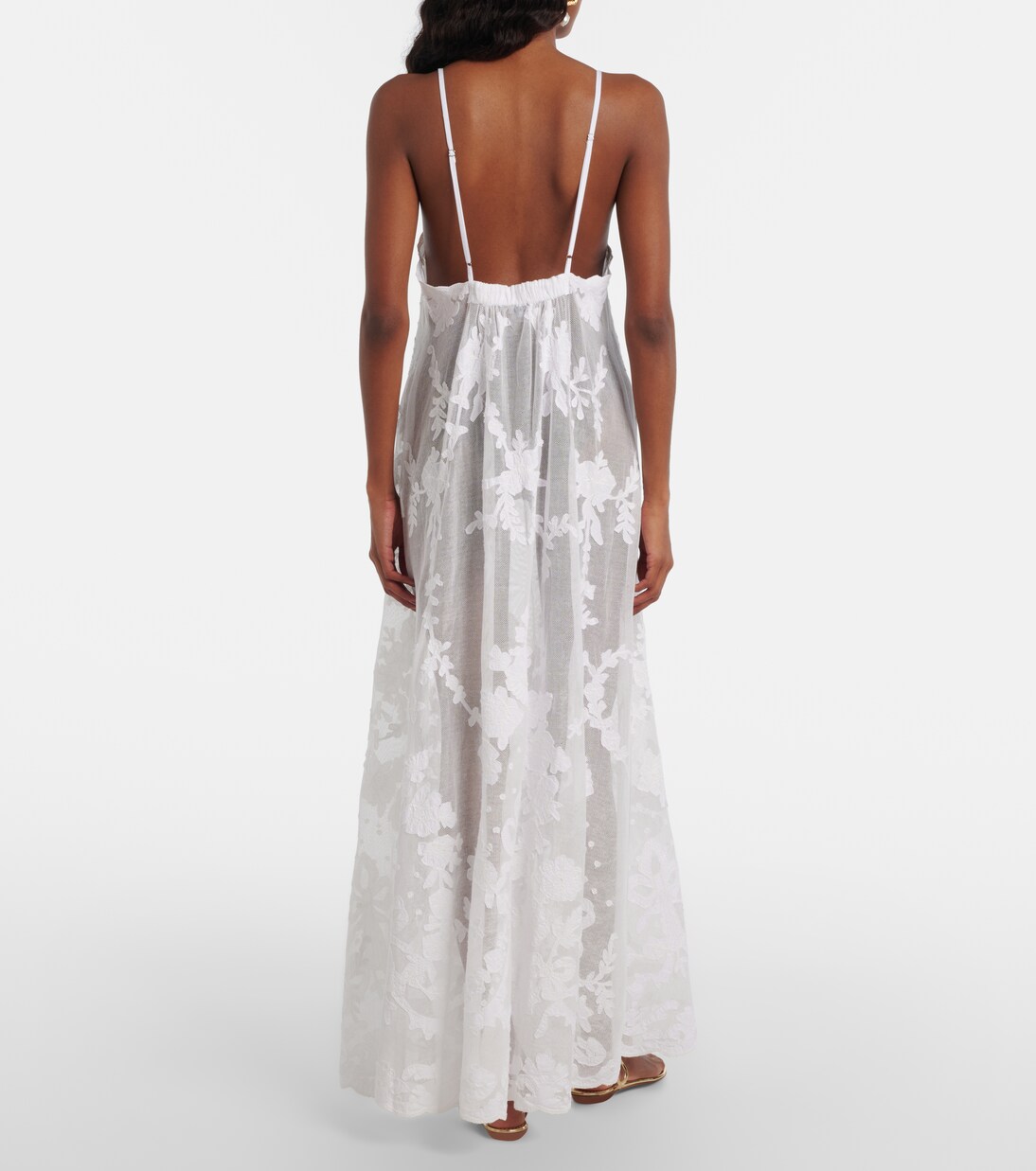 Embroidered semi-sheer cotton maxi dress | Juliet Dunn