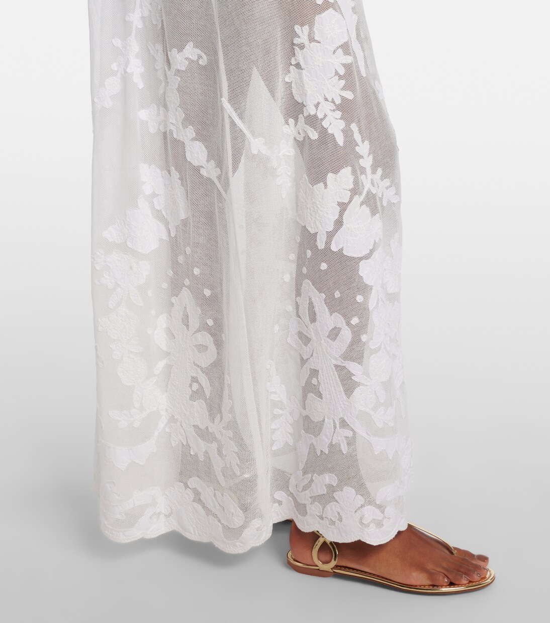 Embroidered semi-sheer cotton maxi dress | Juliet Dunn