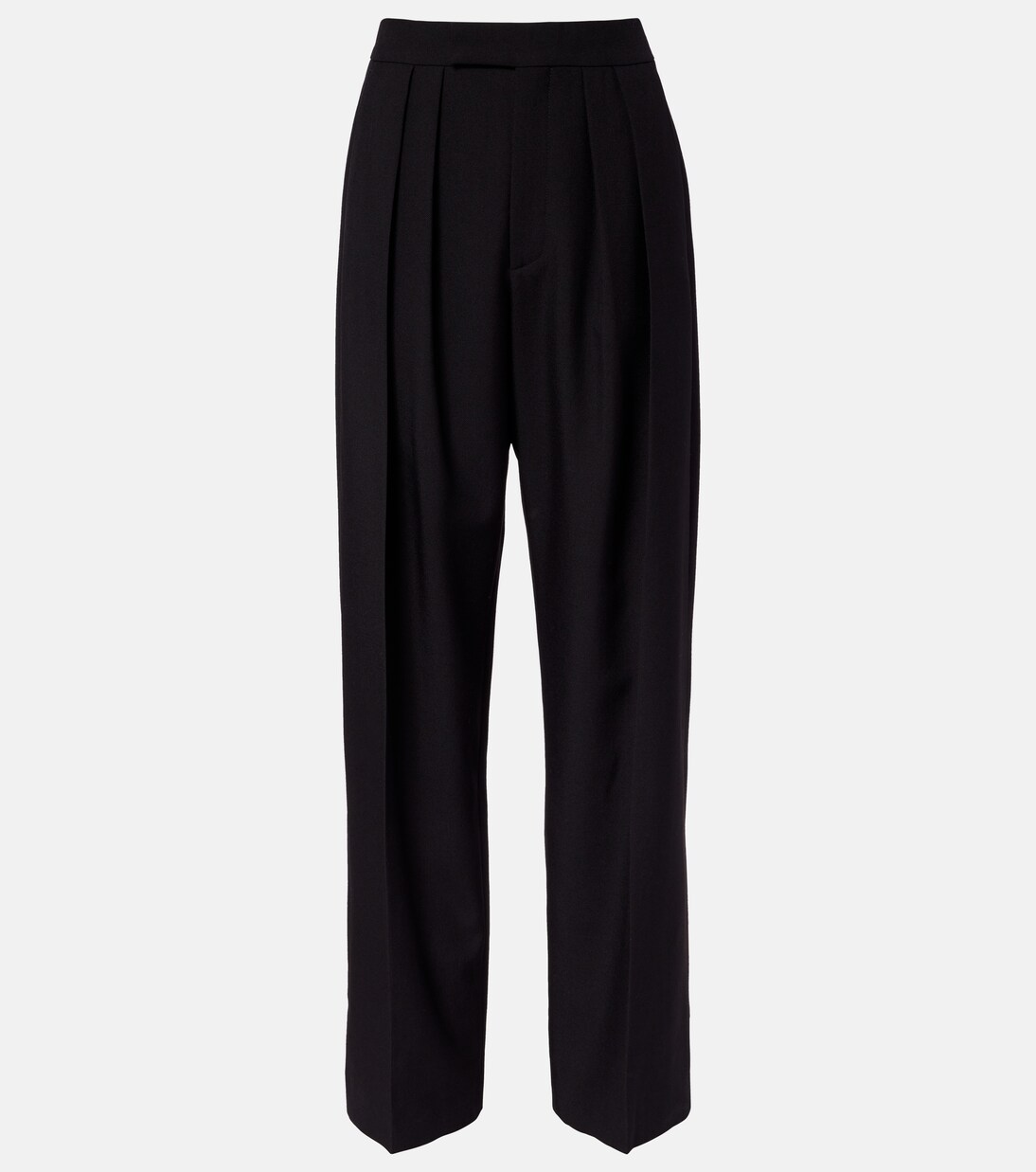 Pleated high-rise wool gabardine wide-leg pants | Chloé