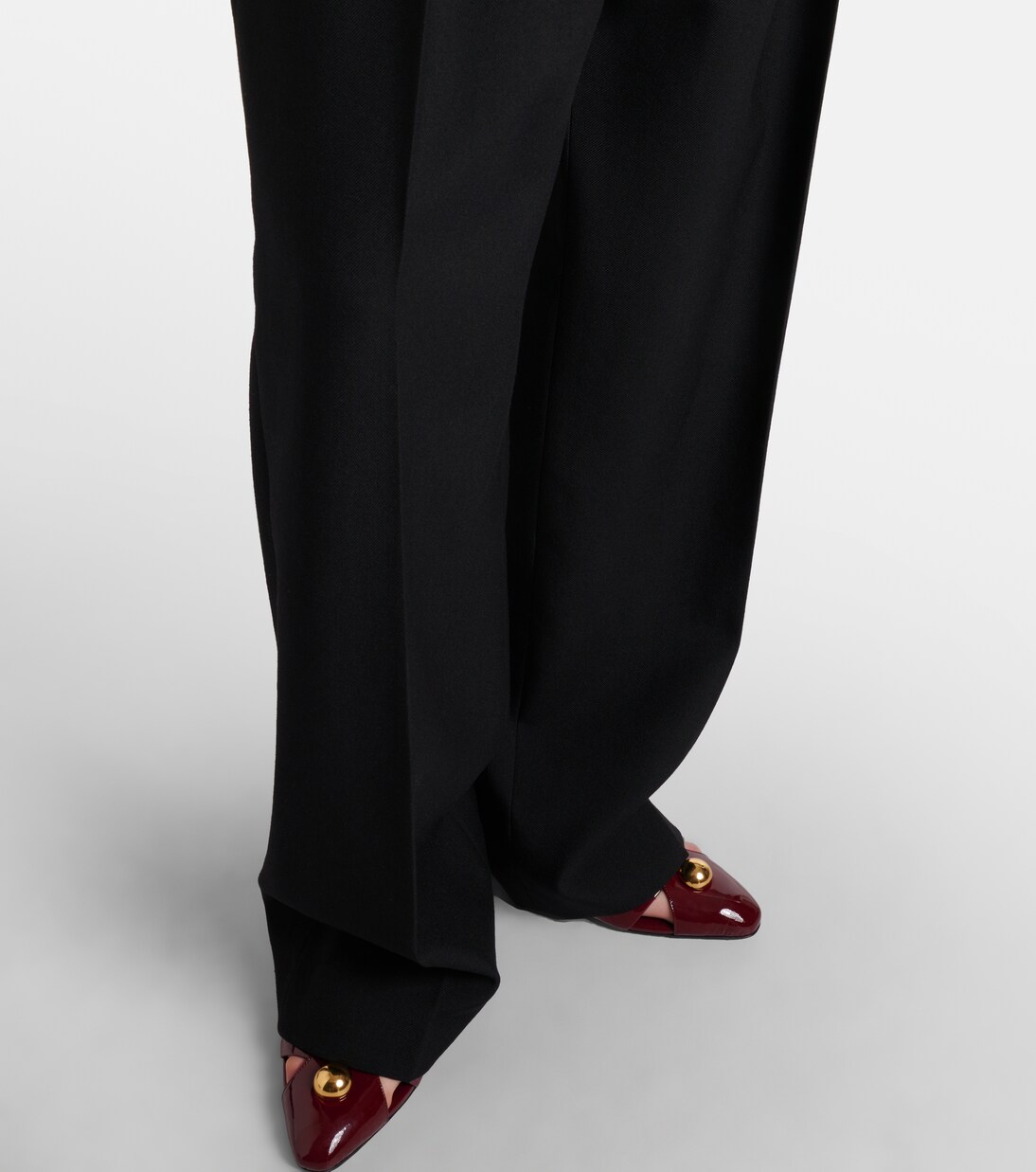 Pleated high-rise wool gabardine wide-leg pants | Chloé