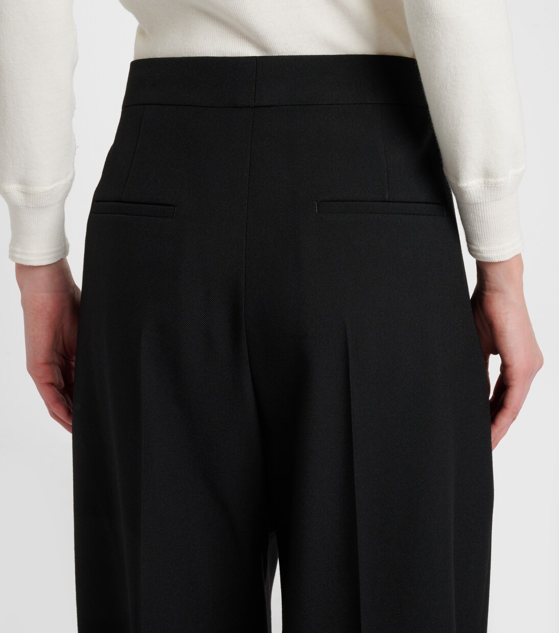 Pleated high-rise wool gabardine wide-leg pants | Chloé