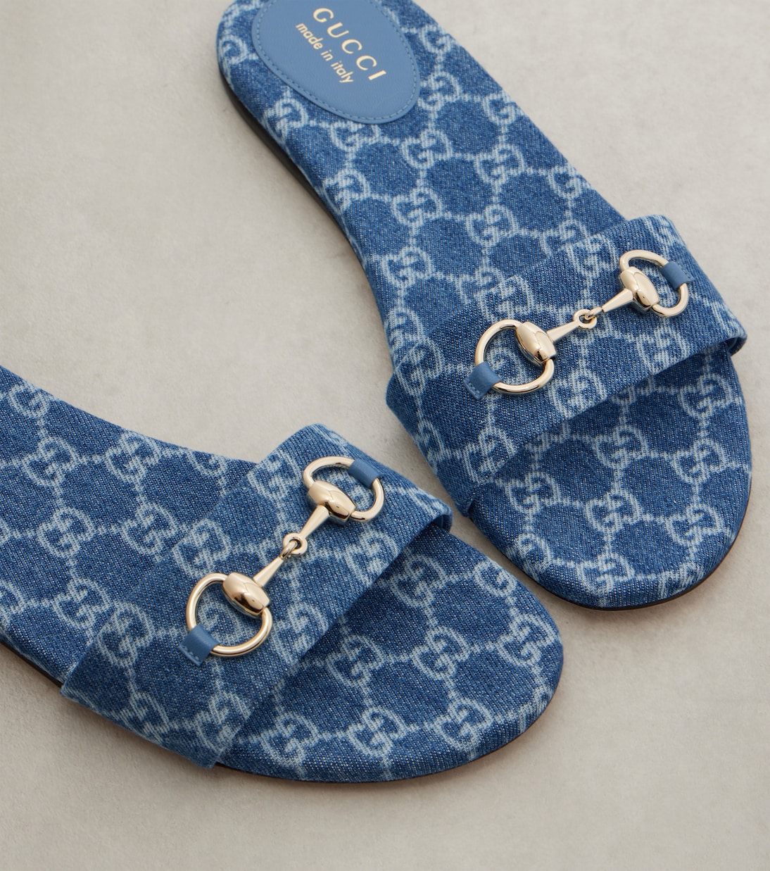 Pantoletten Horsebit GG aus Denim | Gucci