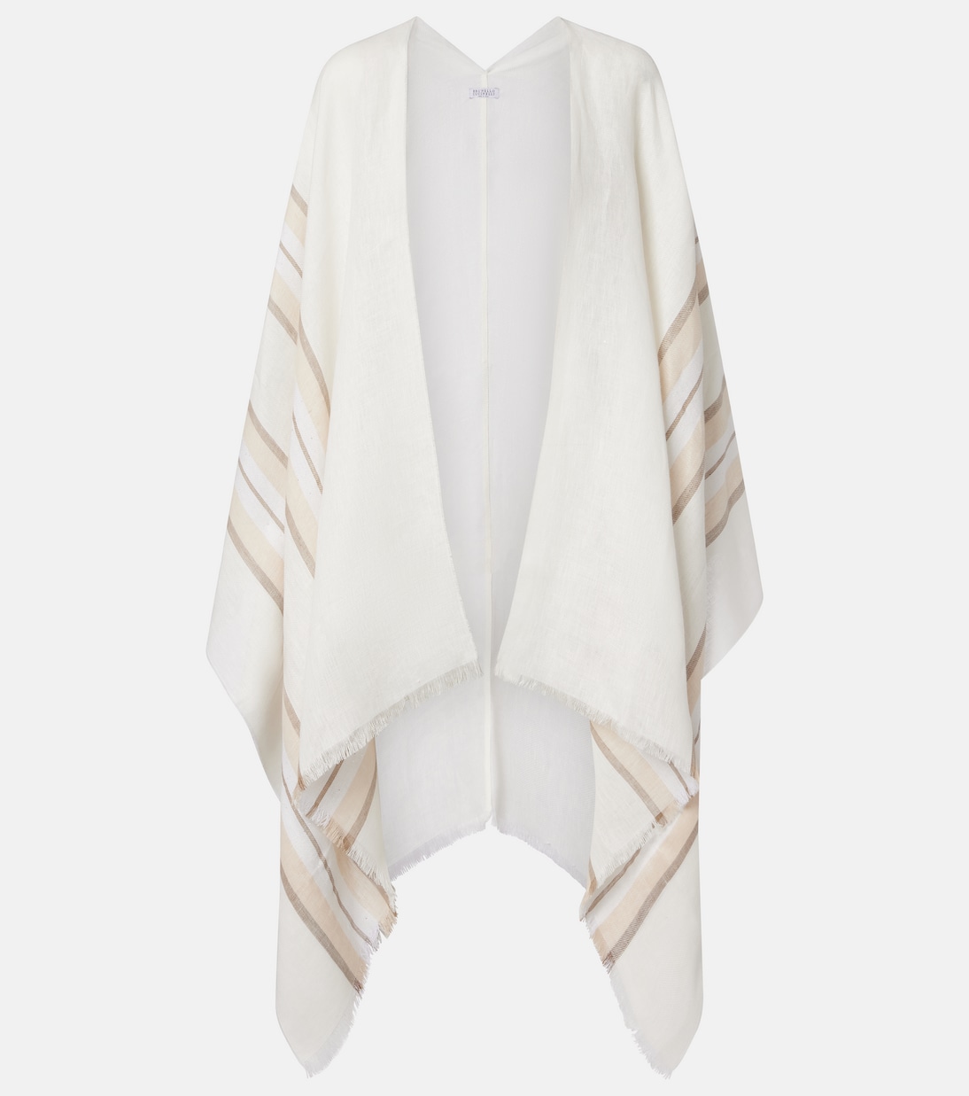 Striped linen, cashmere, and silk poncho | Brunello Cucinelli