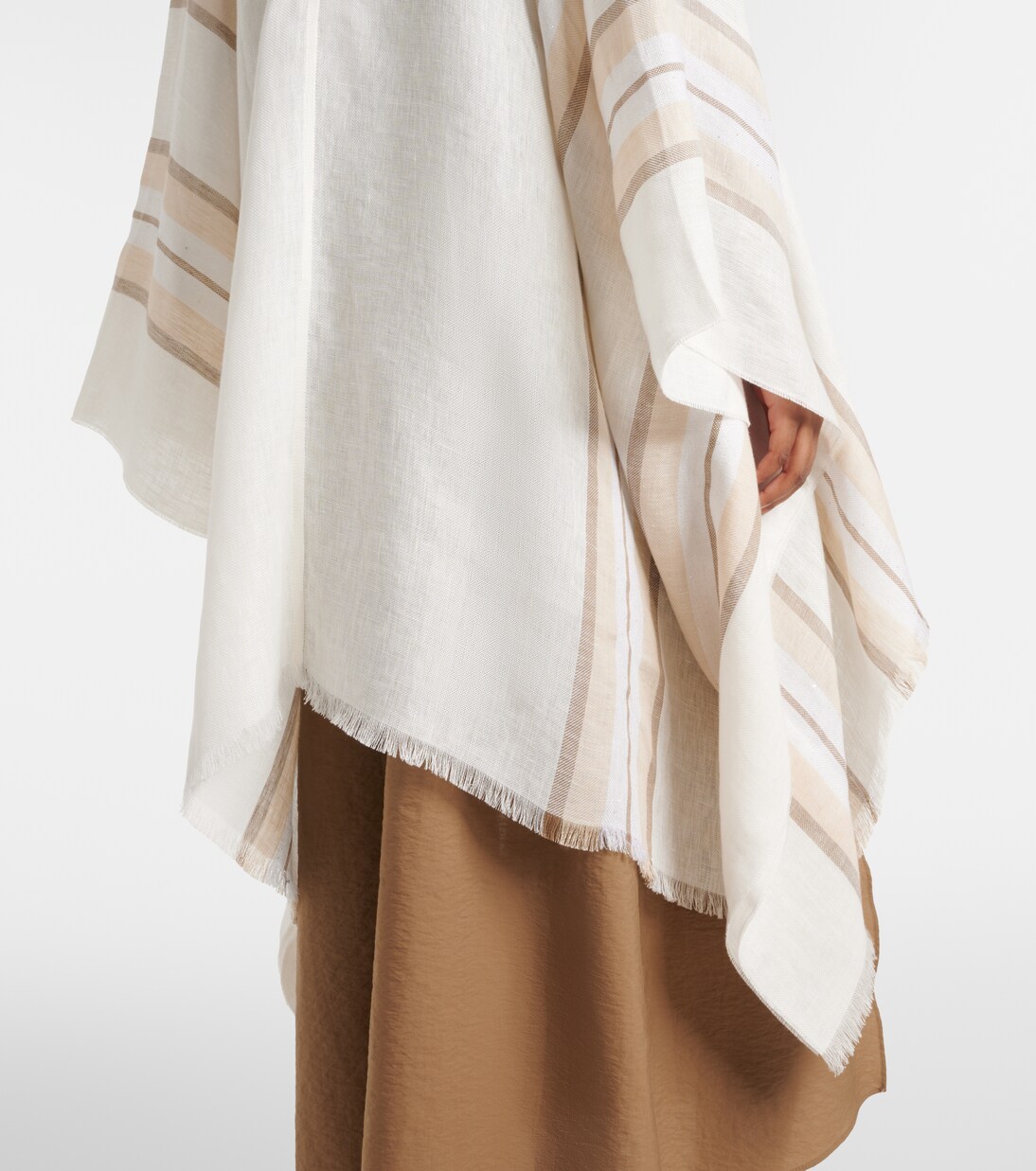 Striped linen, cashmere, and silk poncho | Brunello Cucinelli