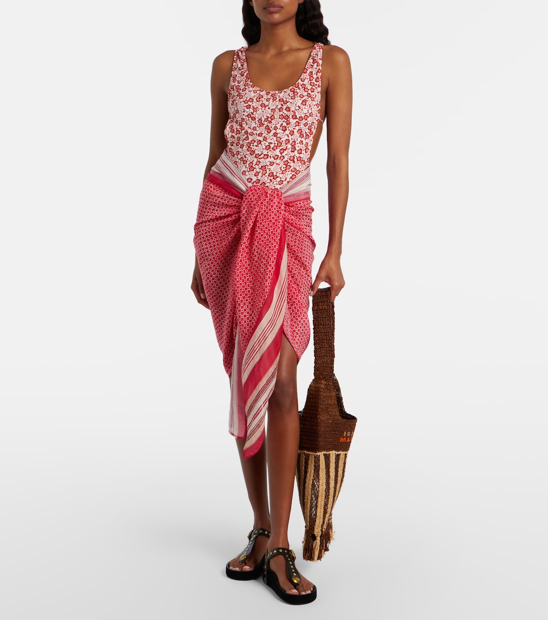 Praia striped raffia tote bag | Isabel Marant