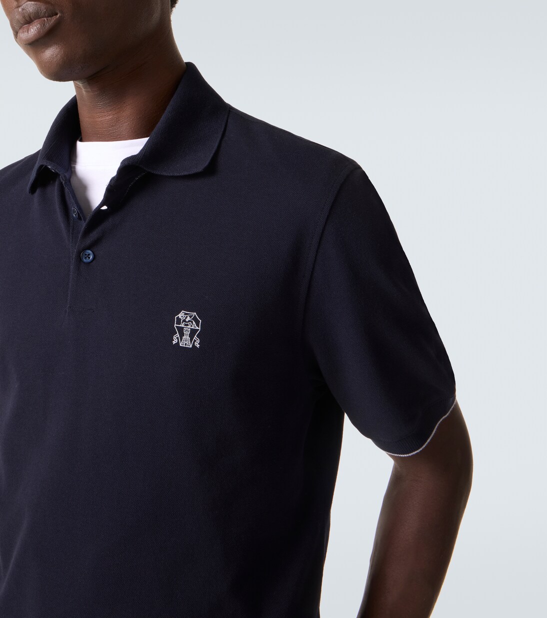 Besticktes Polohemd aus Baumwoll-Piqué | Brunello Cucinelli