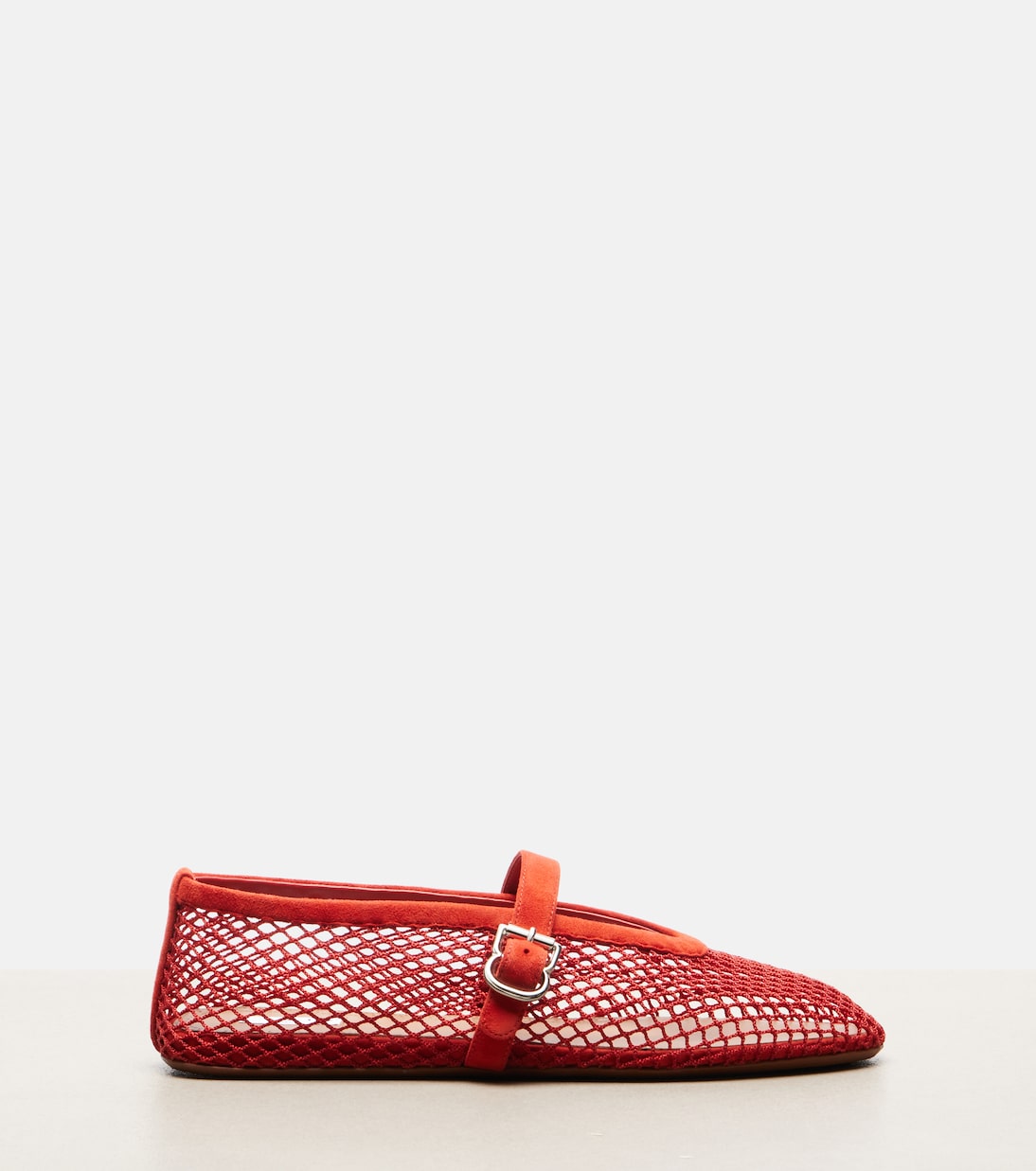 Leather-trimmed fishnet ballet flats | Alaïa