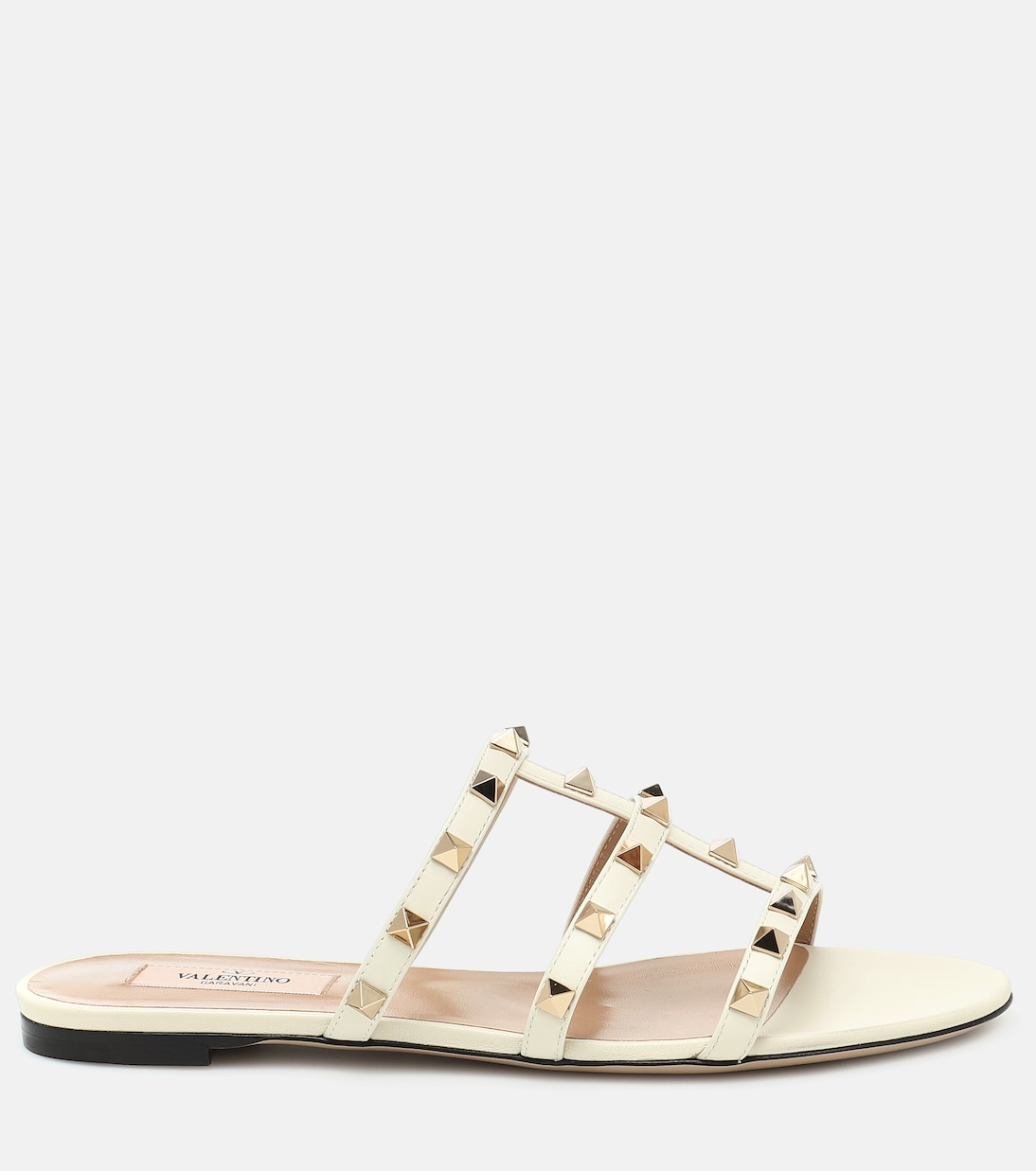 Rockstud leather slides in white Valentino Garavani Mytheresa