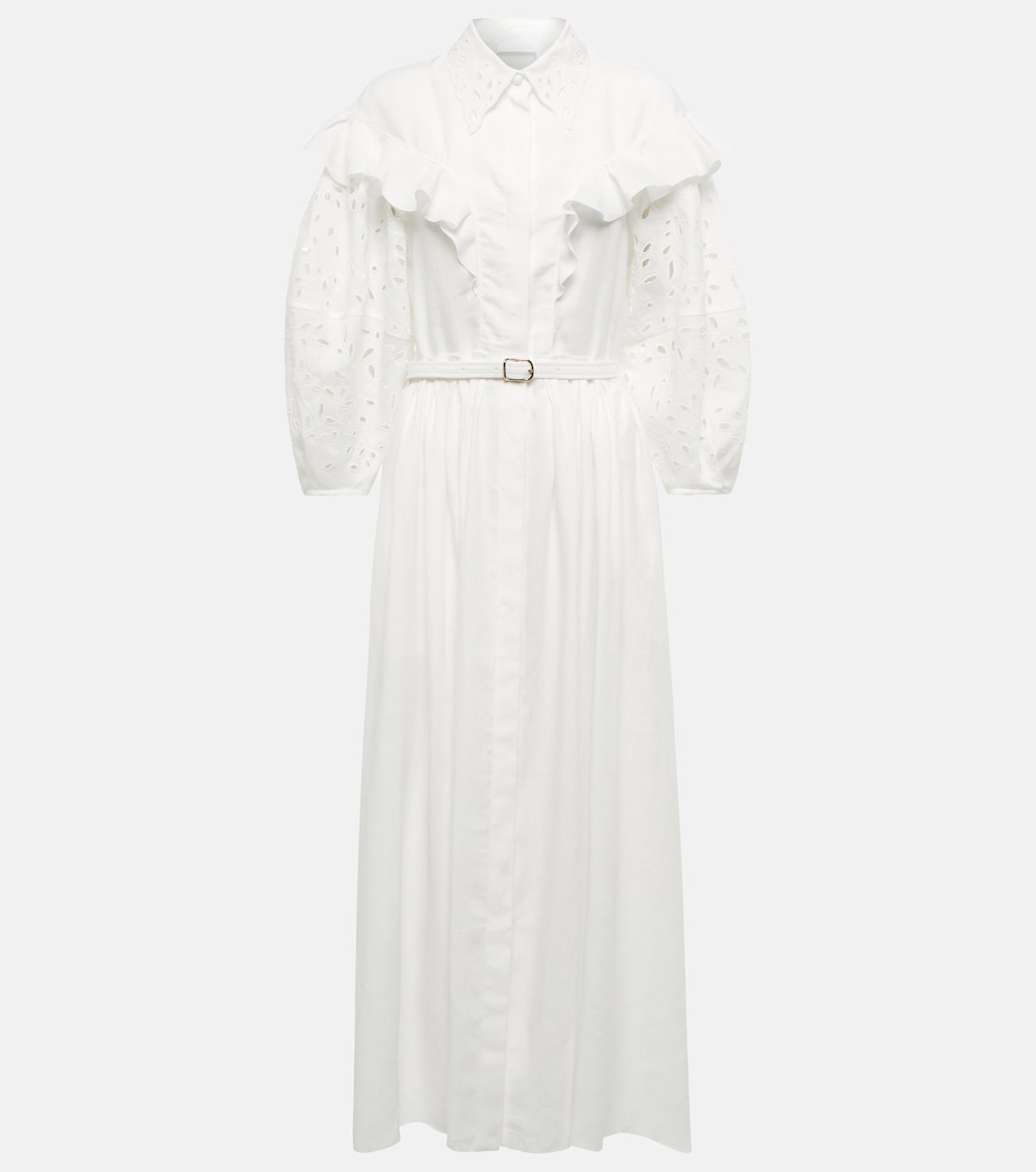 Robe en lin à broderie anglaise | Chloé