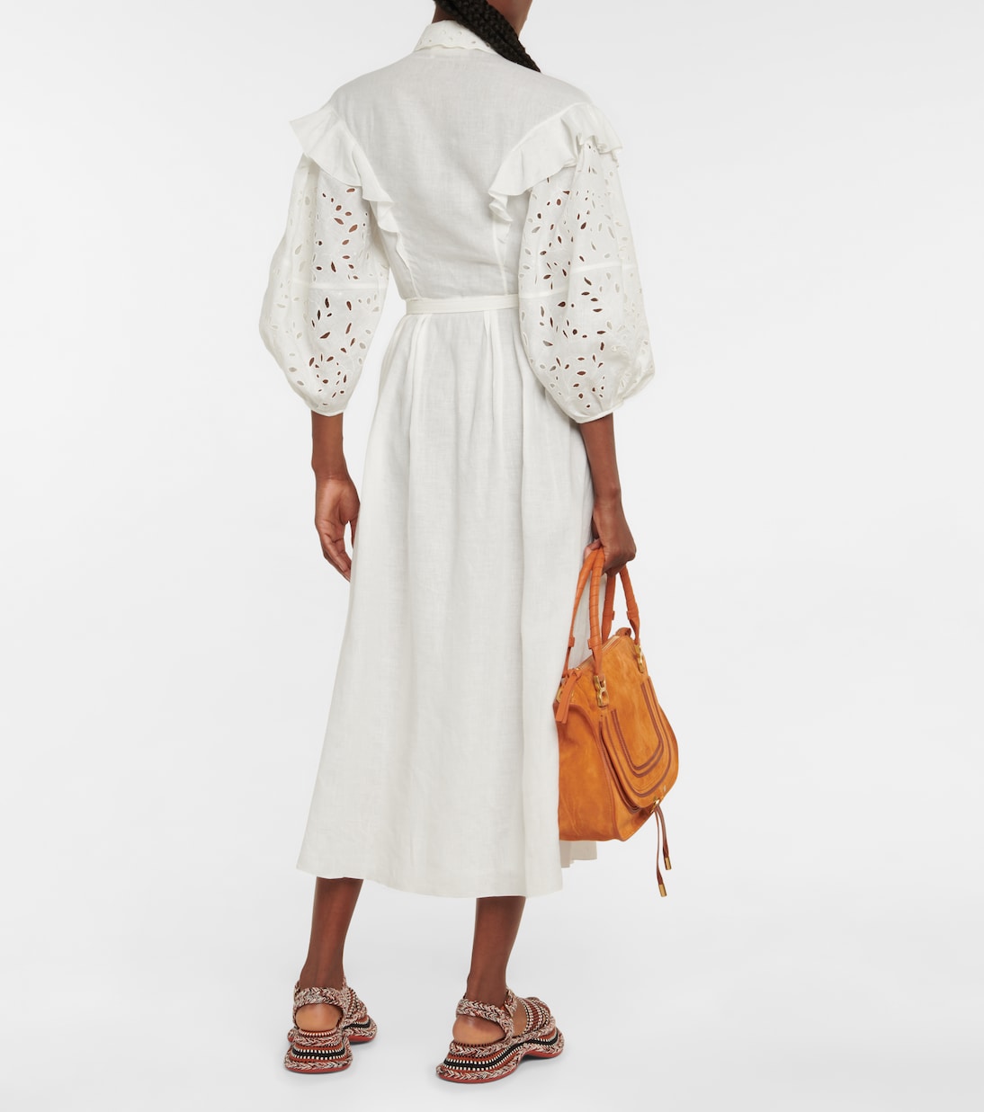 Robe en lin à broderie anglaise | Chloé