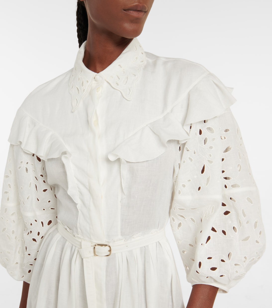 Robe en lin à broderie anglaise | Chloé