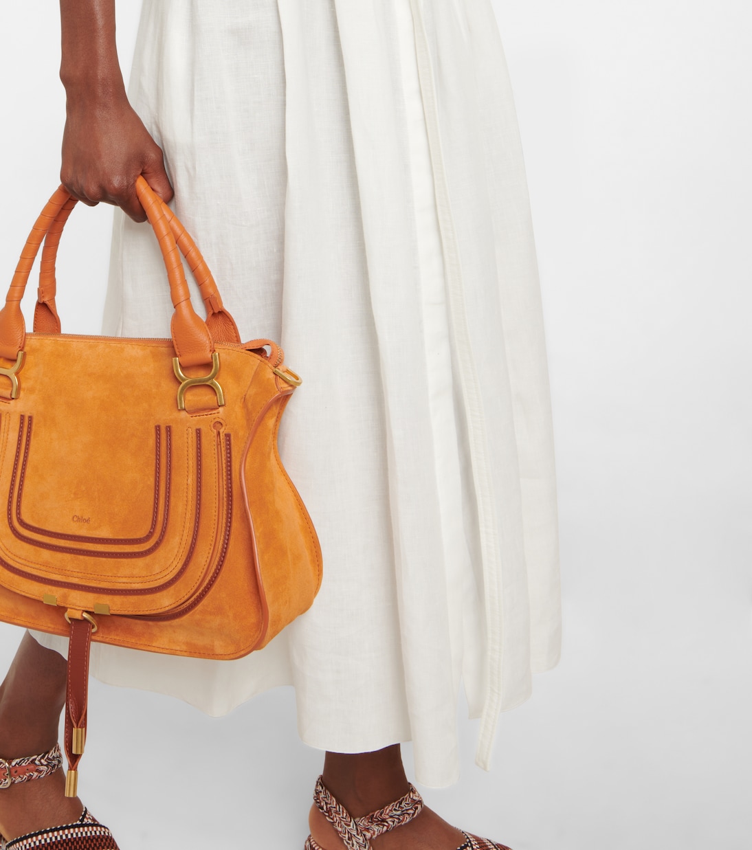Robe en lin à broderie anglaise | Chloé