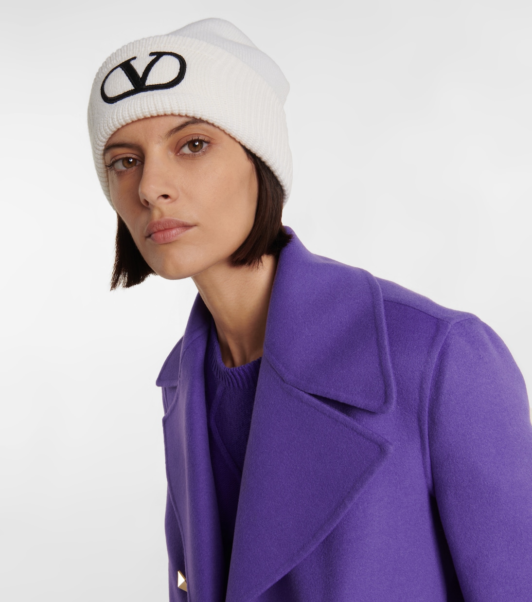 Bestickte Beanie VLogo aus Schurwolle | Valentino