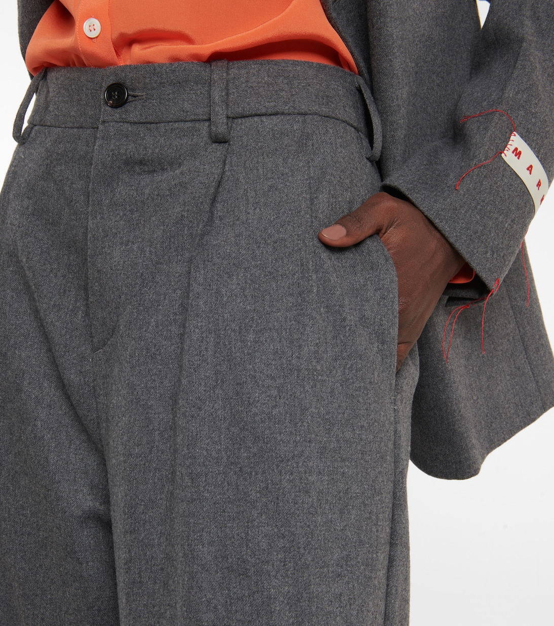 High-Rise-Hose aus einem Wollgemisch | Marni